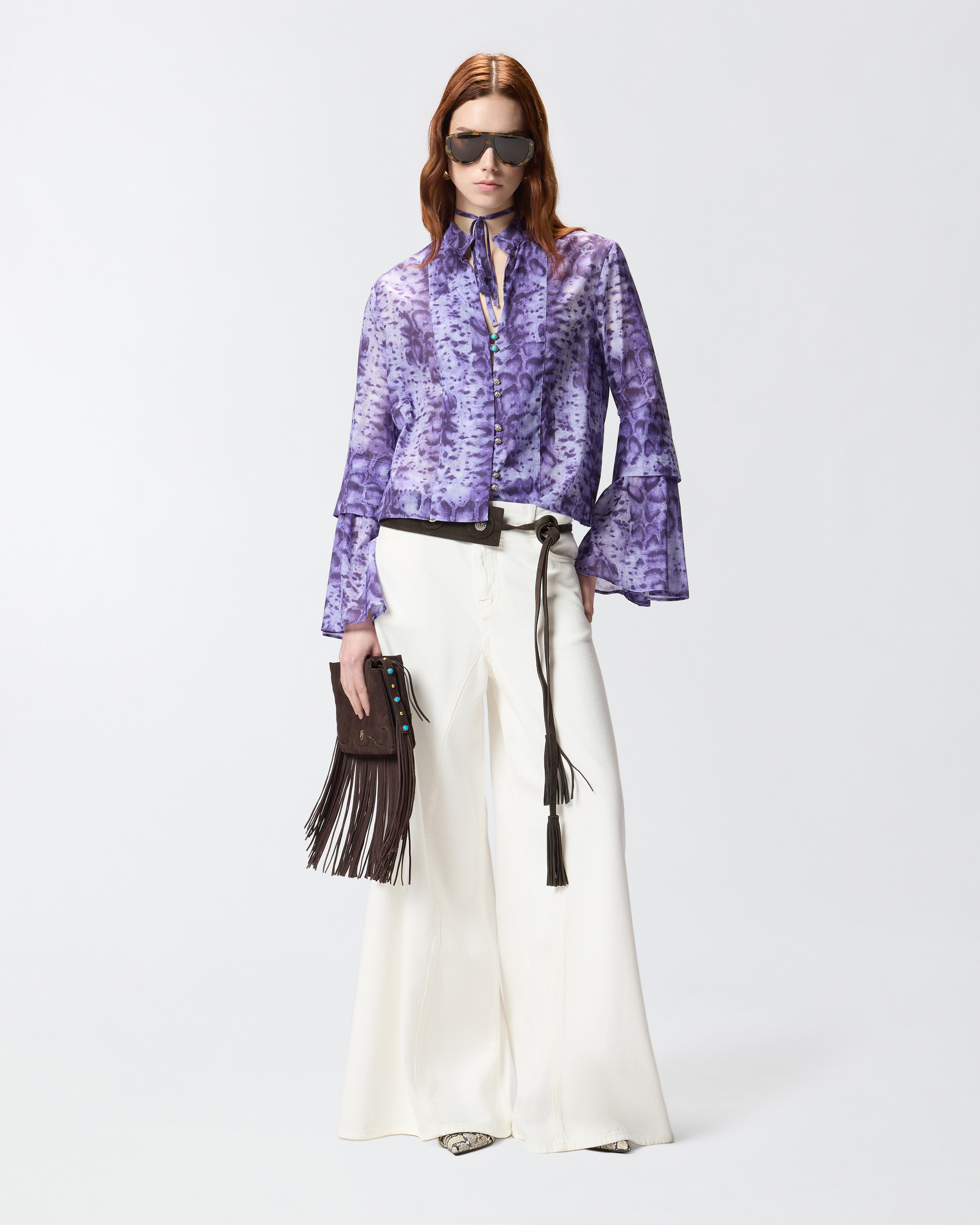 Jean super wide leg PINKO Blanc