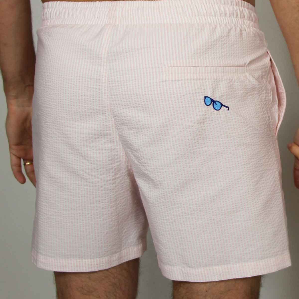 Swim shorts the solar seersucker VENDREDI SWIMWEAR Pink