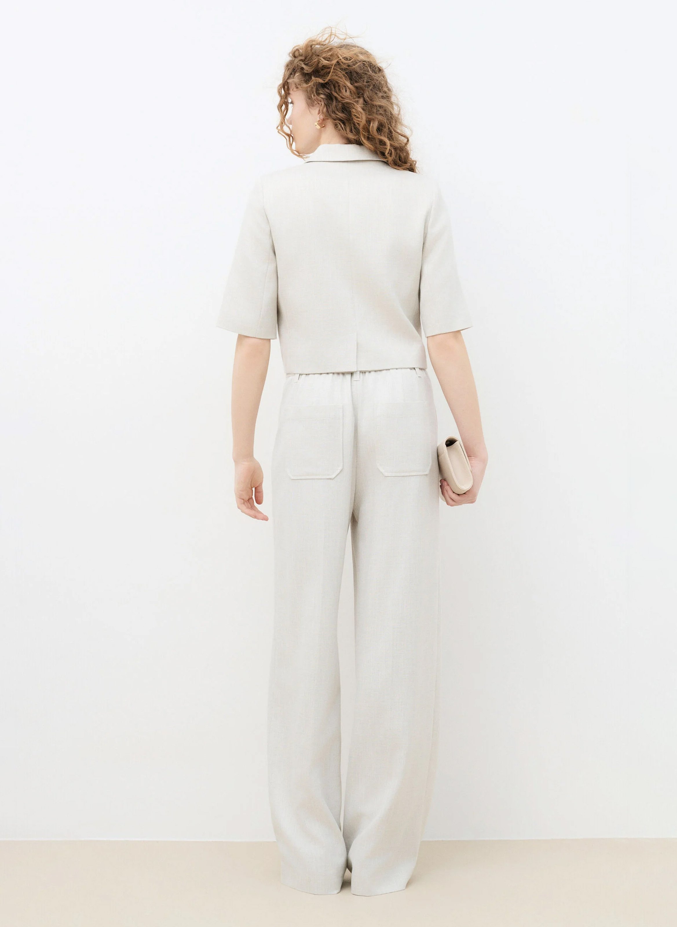 Veste courte droite  CAROLL Beige