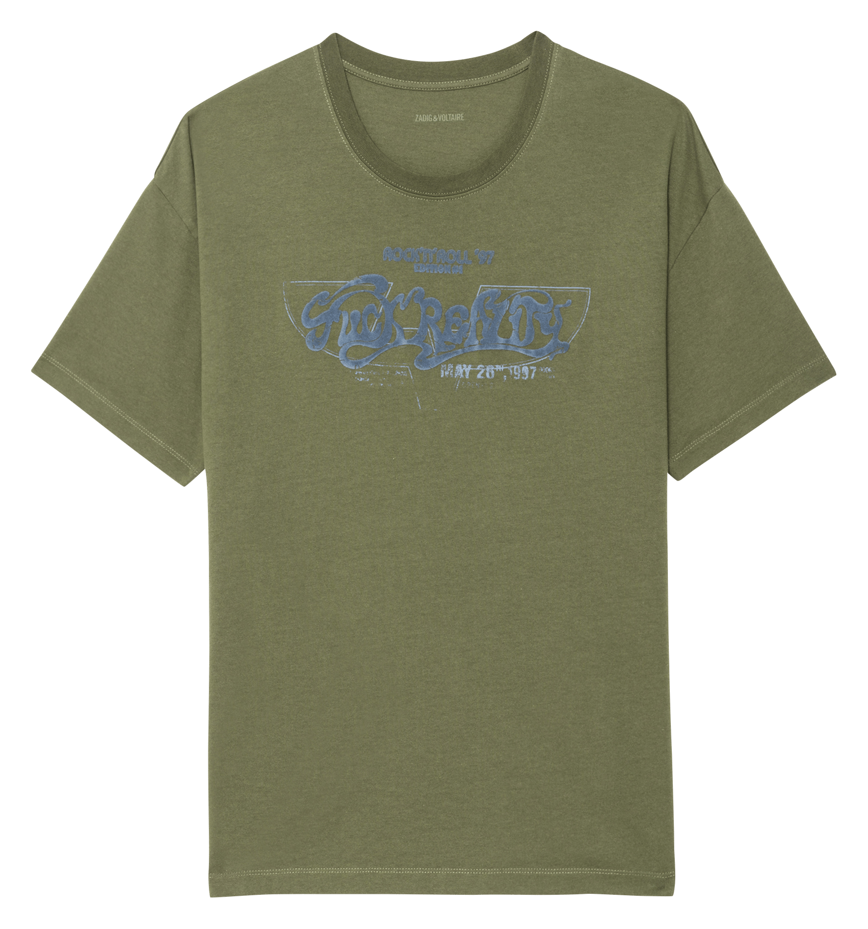 Tee-shirt droit col rond sérigraphié en coton bio ZADIG&VOLTAIRE Khaki