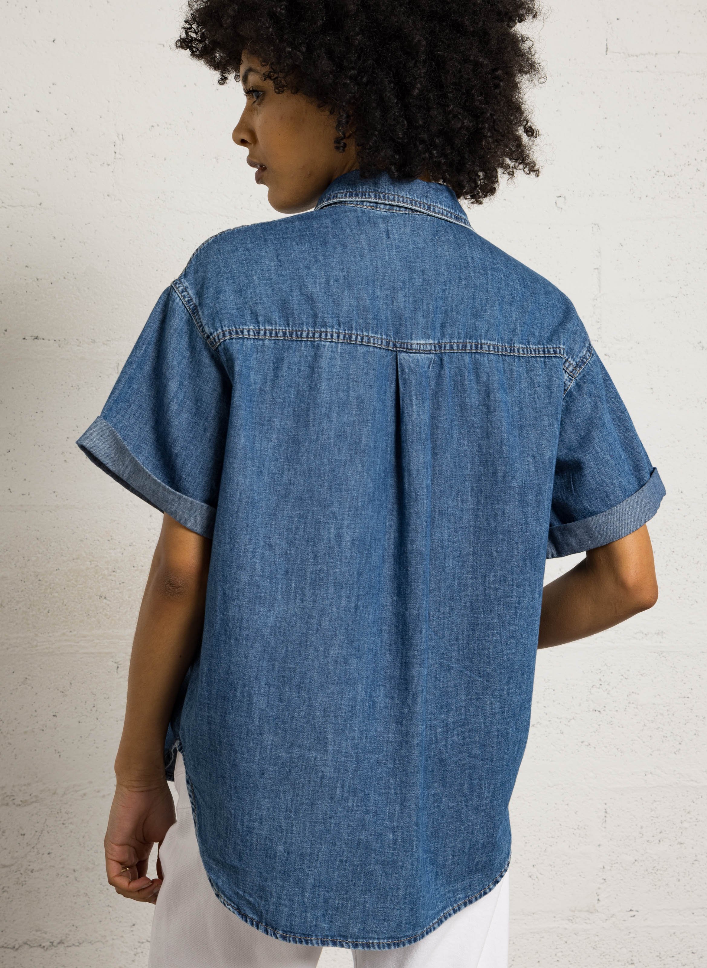 Baumwollhemd mit klassischem Kragen LE TEMPS DES CERISES Blau