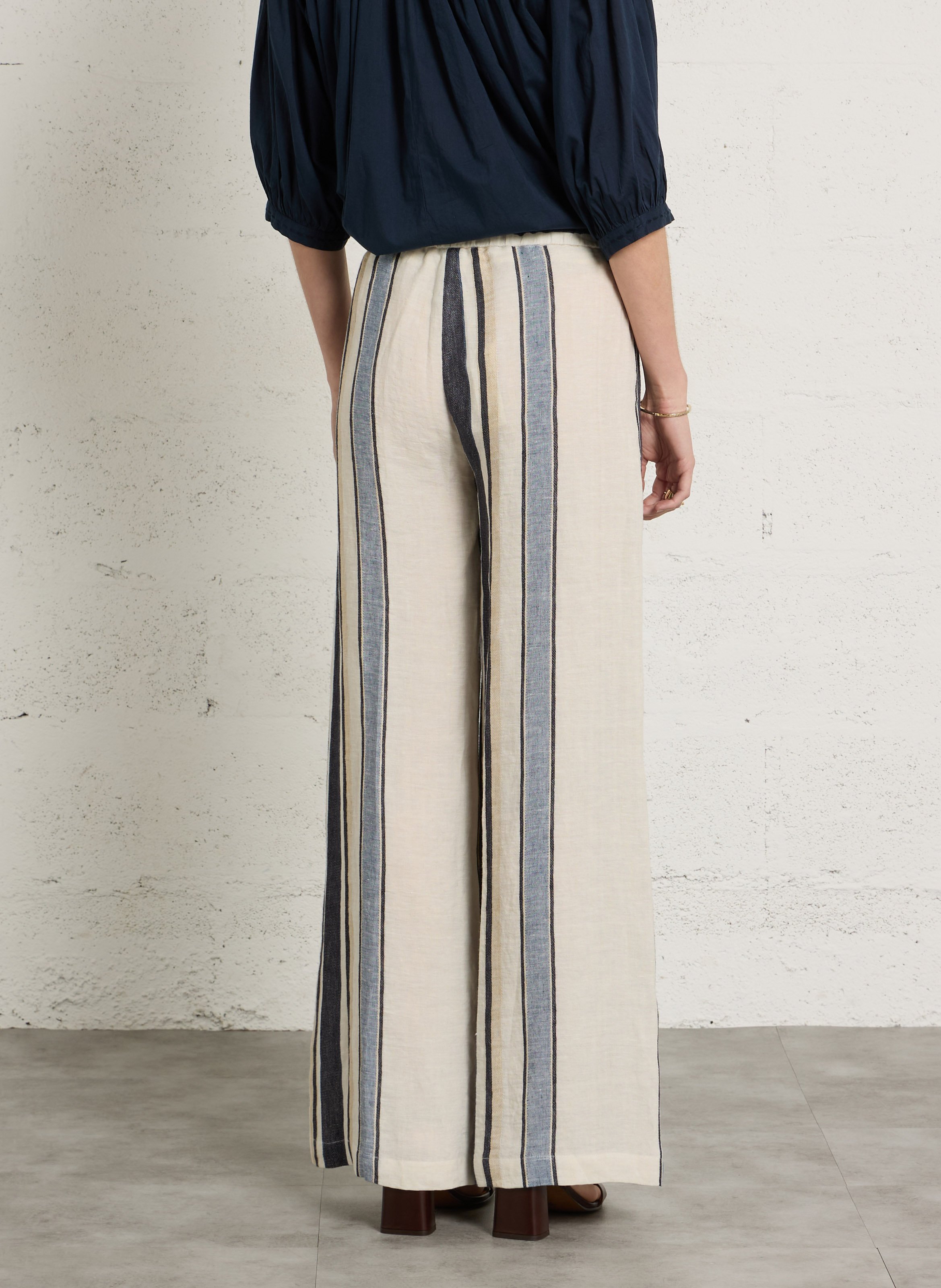 Pantalon large en lin DIEGA Multicolore