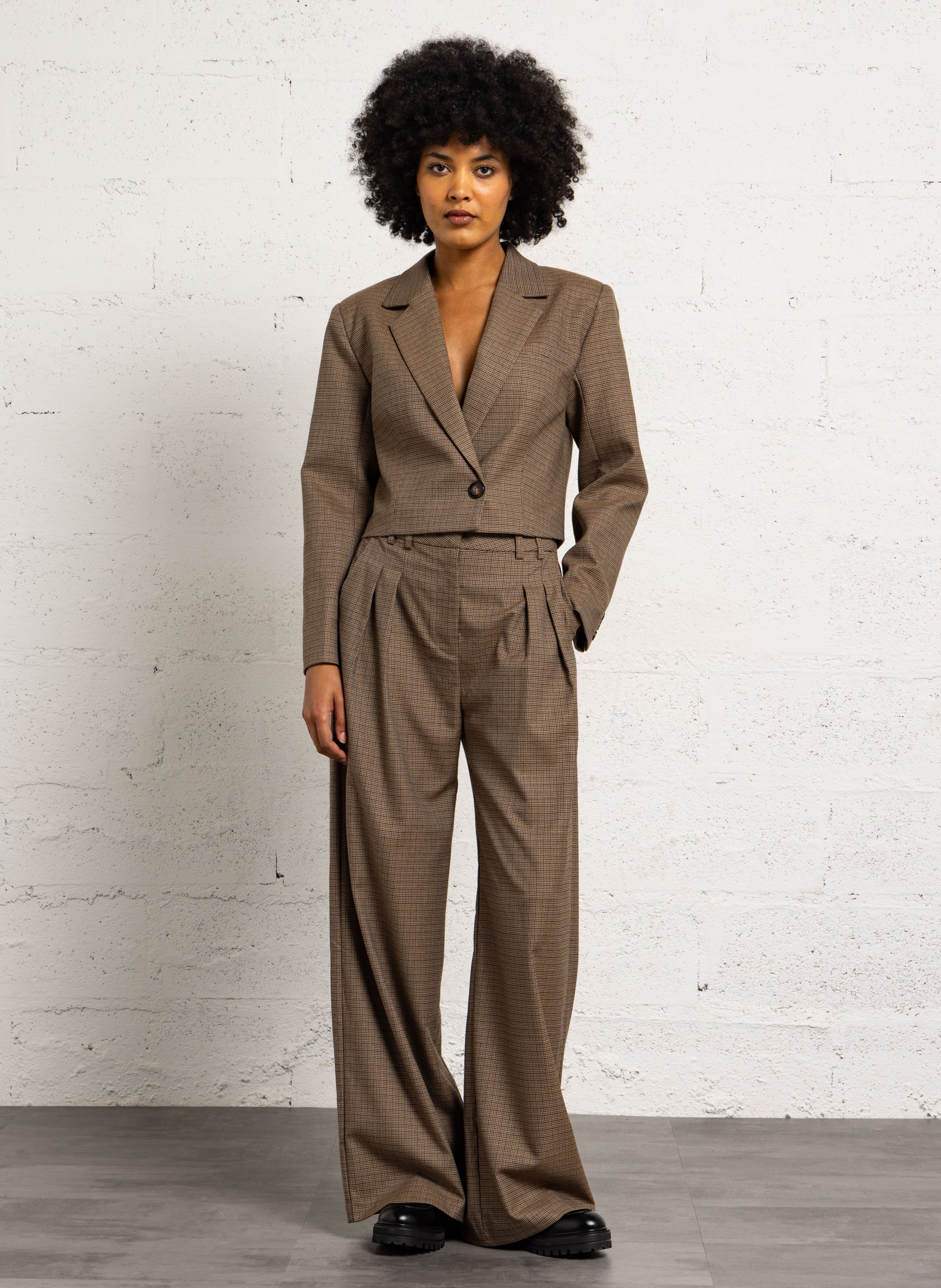 Azawood high-waisted wide-leg trousers SUNCOO Brown