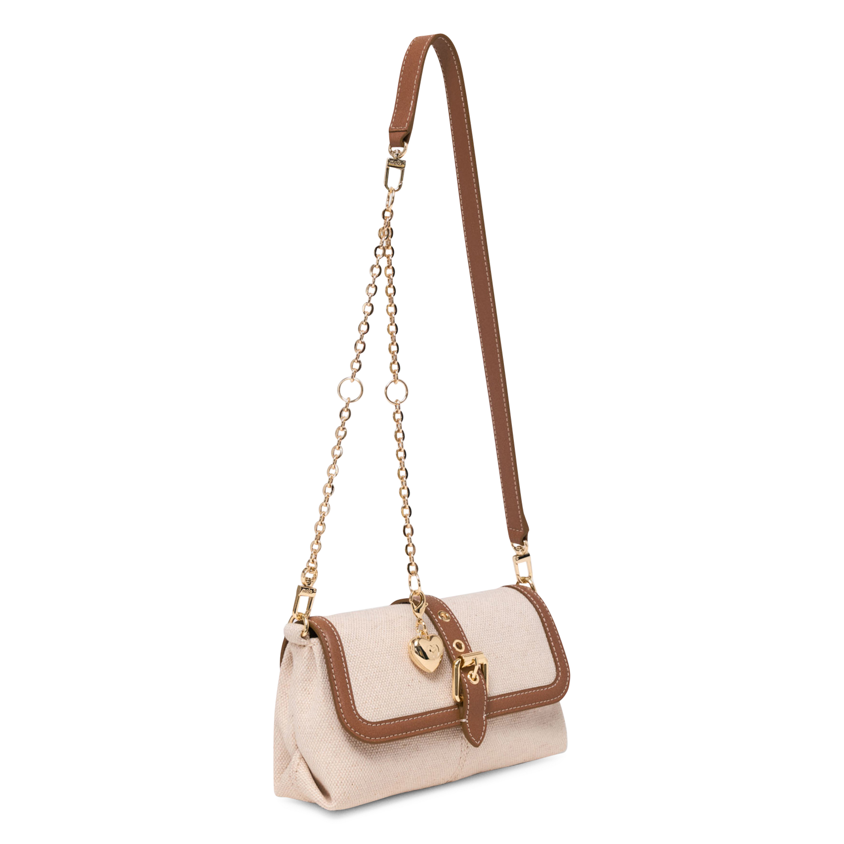 Sac bandoulière en coton et en lin MAJE Beige
