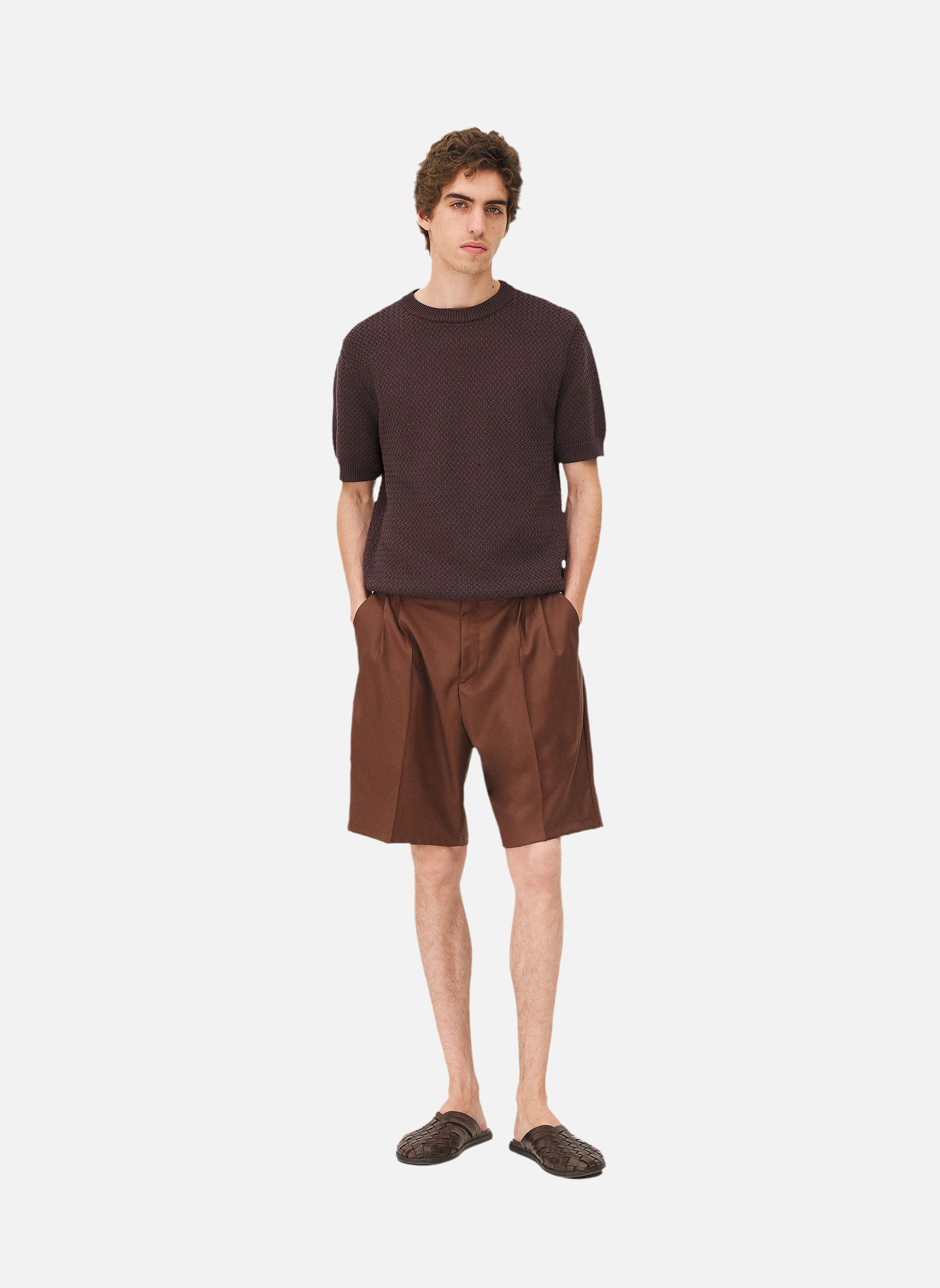 Short-sleeve knit MADERA BROWN Noyoco Brown