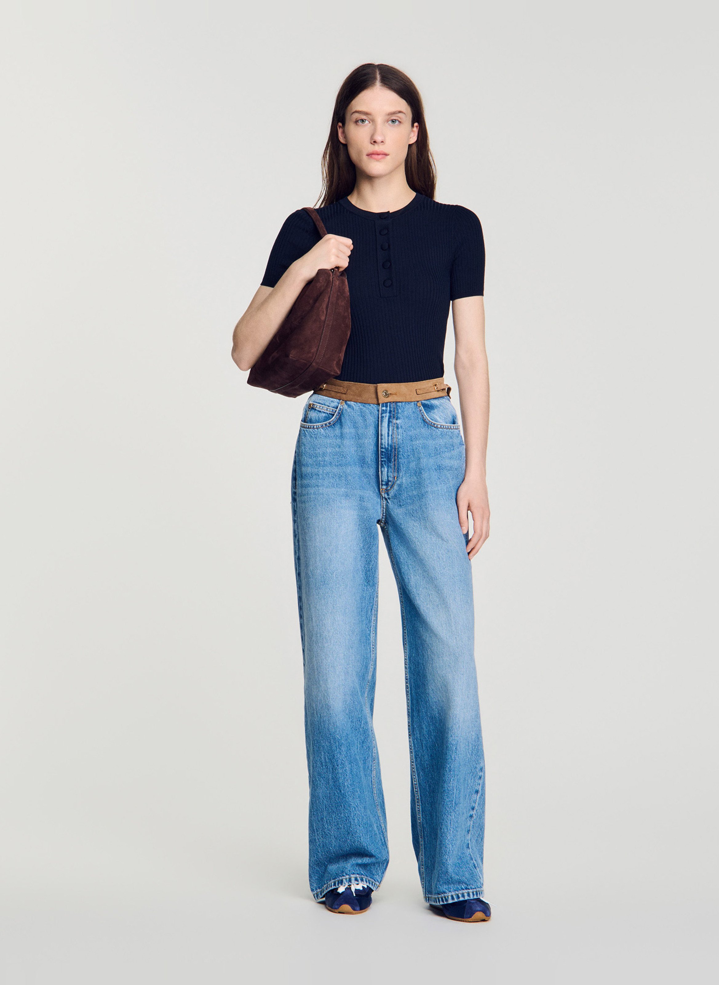 T-shirt met ronde hals SANDRO Blauw