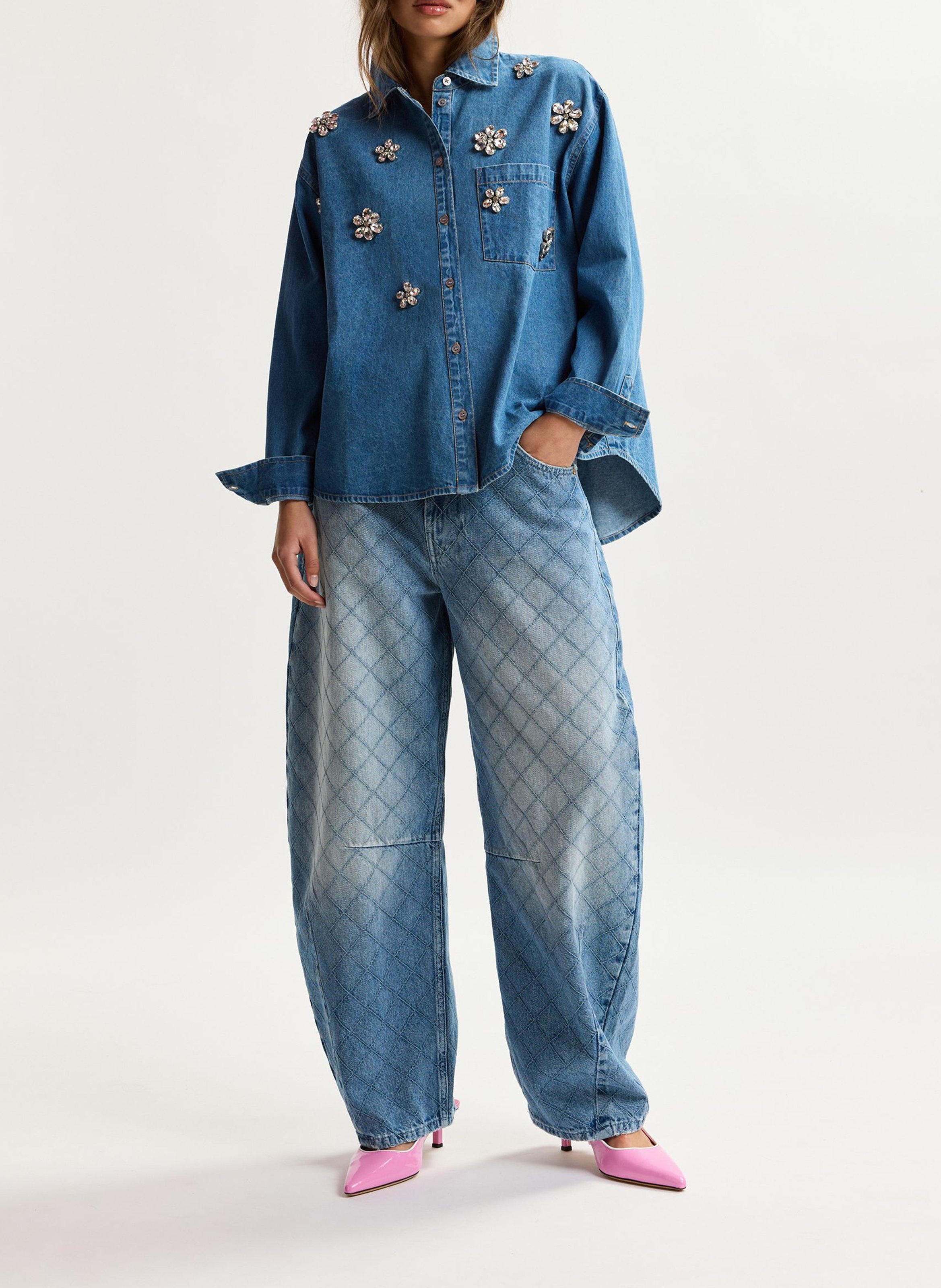 Oversize-Bluse aus Baumwolle mit klassischem Kragen ESSENTIEL ANTWERP Blau