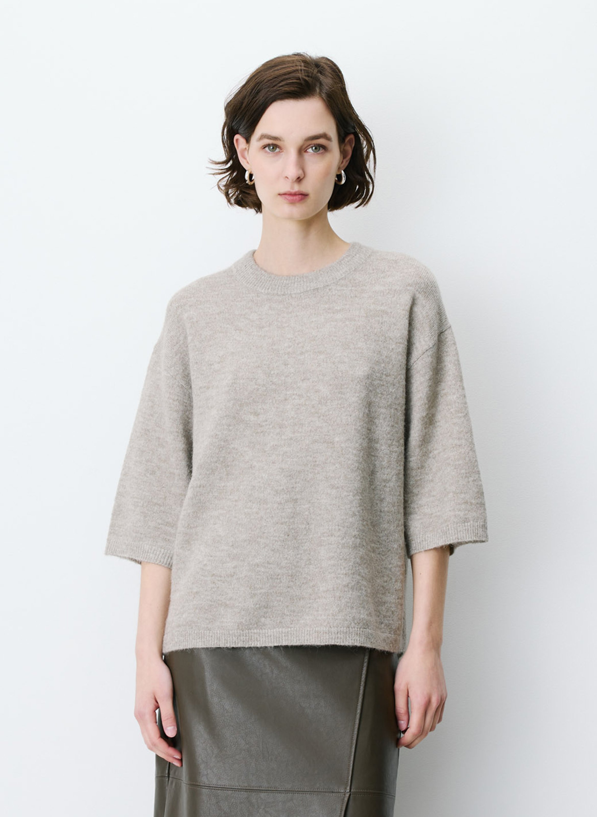 Oversized, gebreide trui met ronde hals GRACE ET MILA Beige