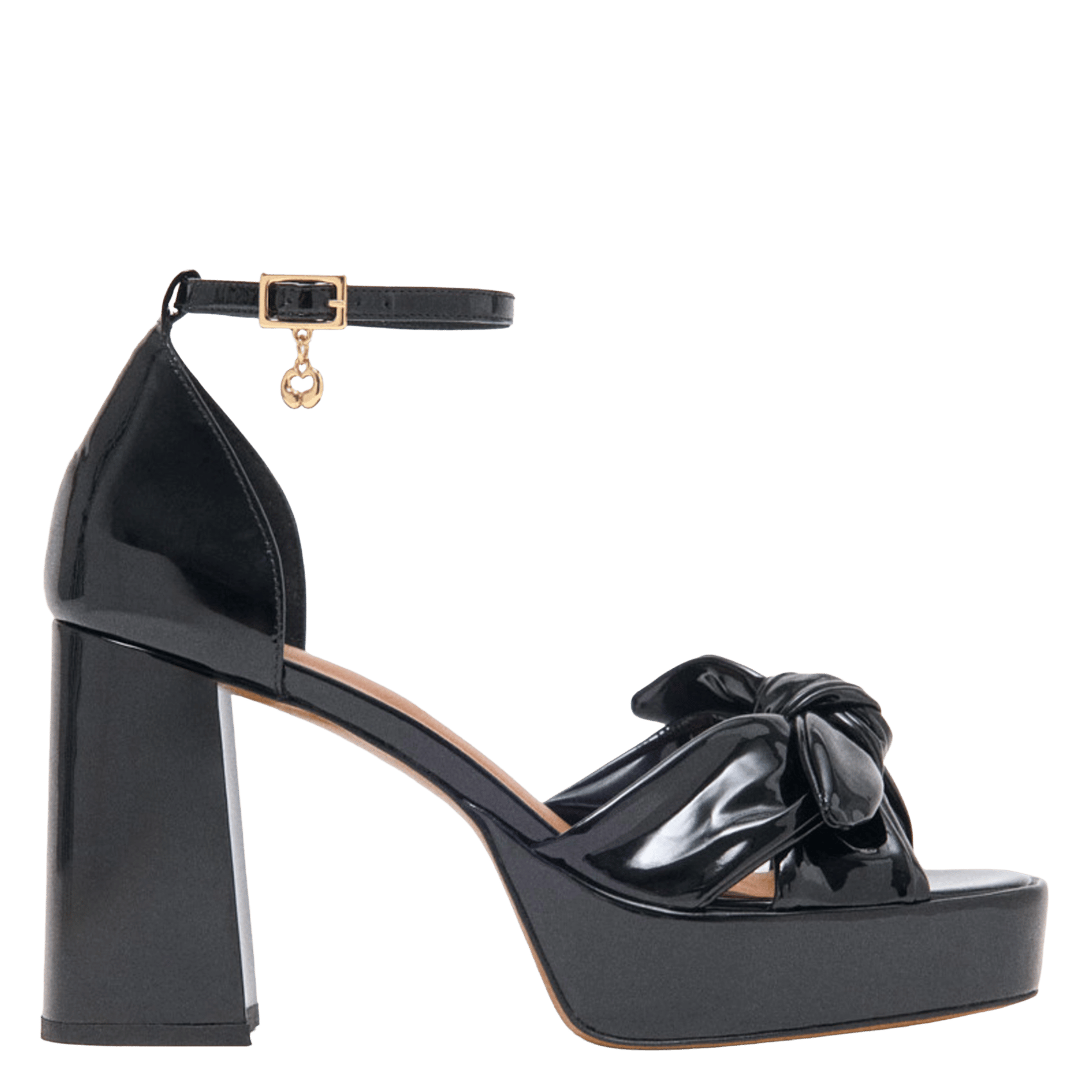 Sandales à talon en cuir vernis MAJE Noir