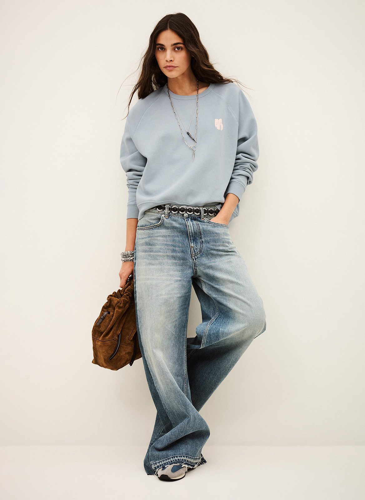 Weites Rundhals-Sweatshirt aus Baumwolle BA&SH Blau
