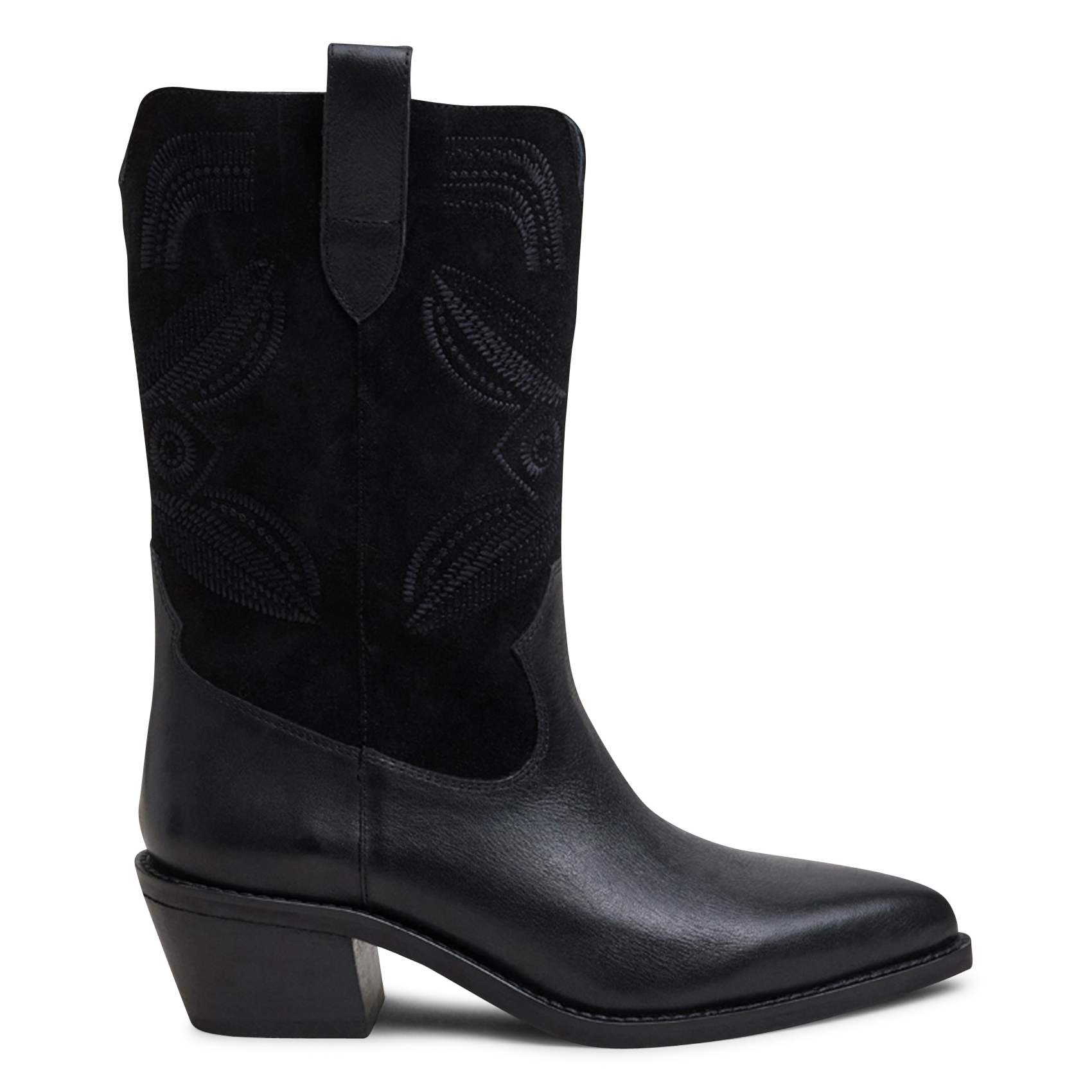 Bottes à bouts pointus et surpiqures en cuir JONAK Noir
