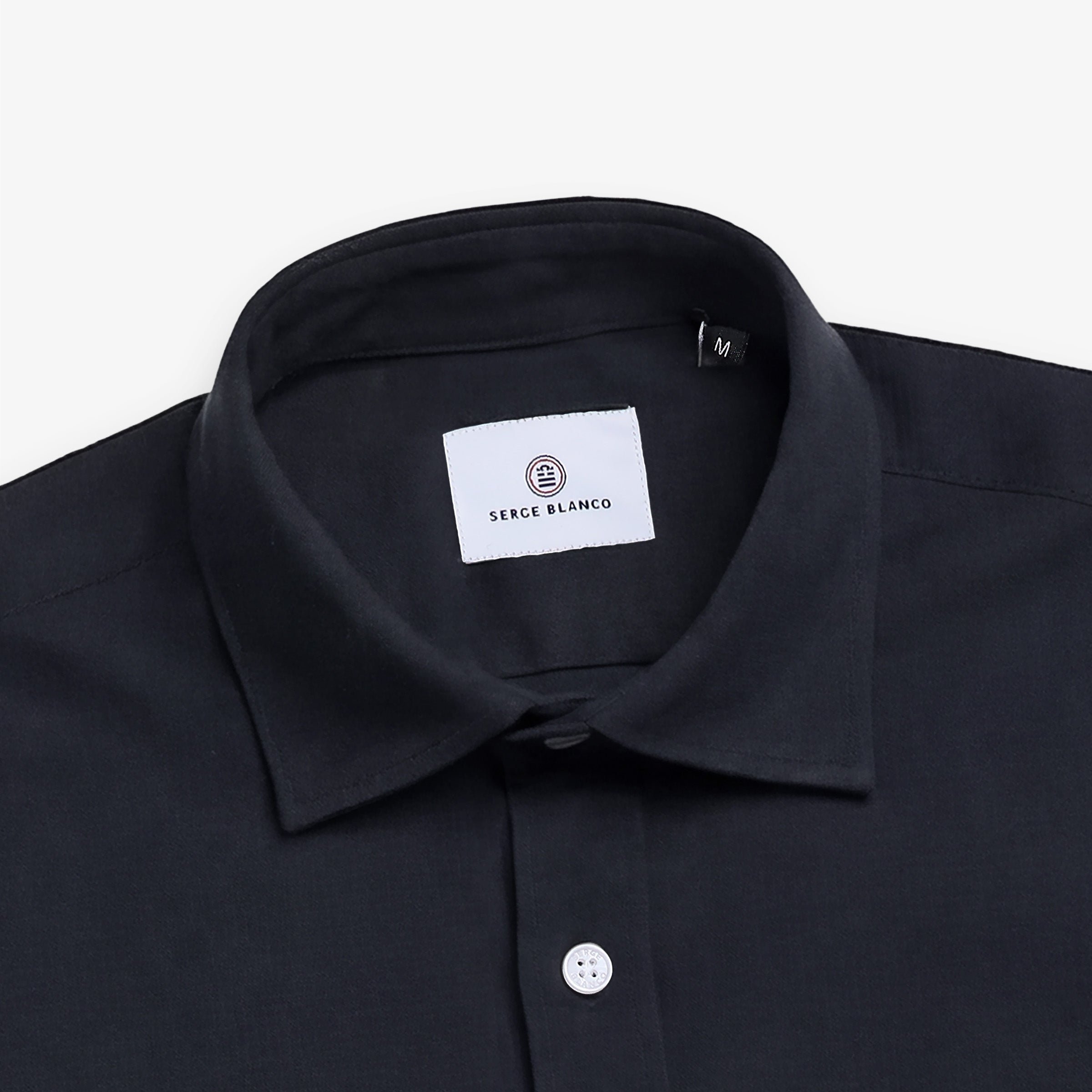 Plain long-sleeved navy blue cotton shirt SERGE BLANCO Blue