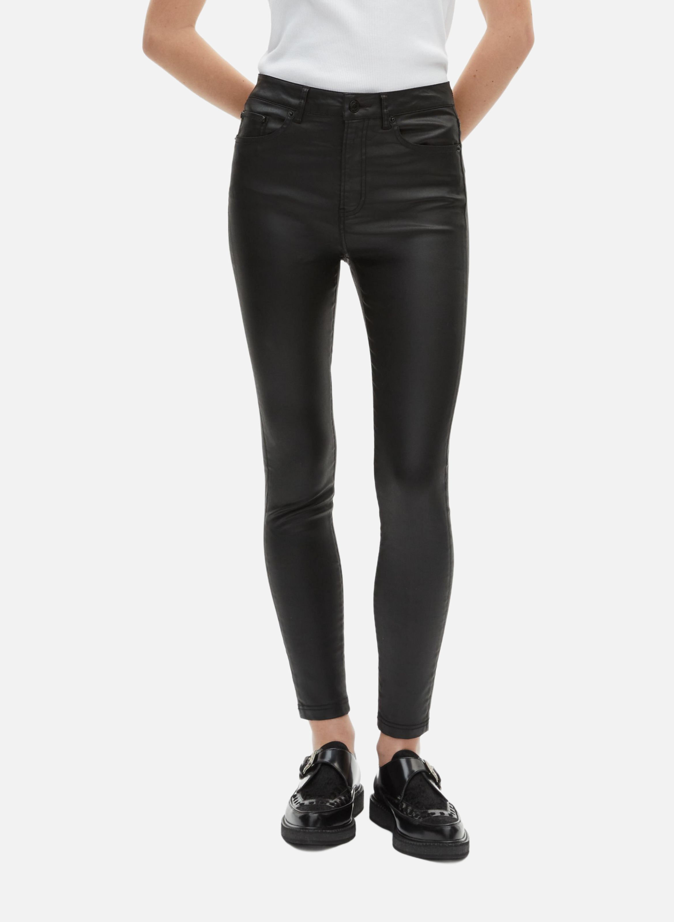 Stretch slim leather effect jeans THE KOOPLES Black