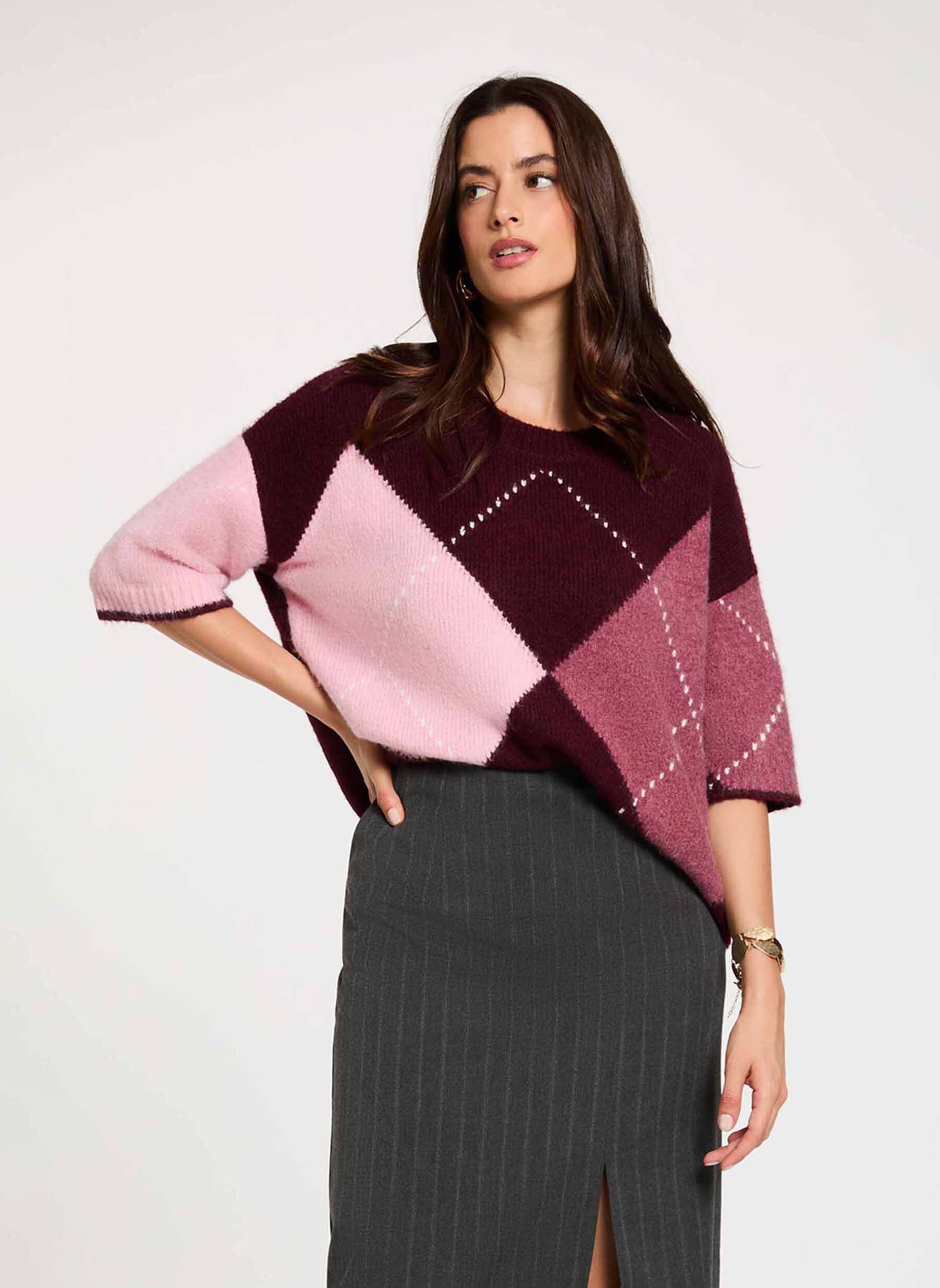 Round-neck sweater MORGAN Plums