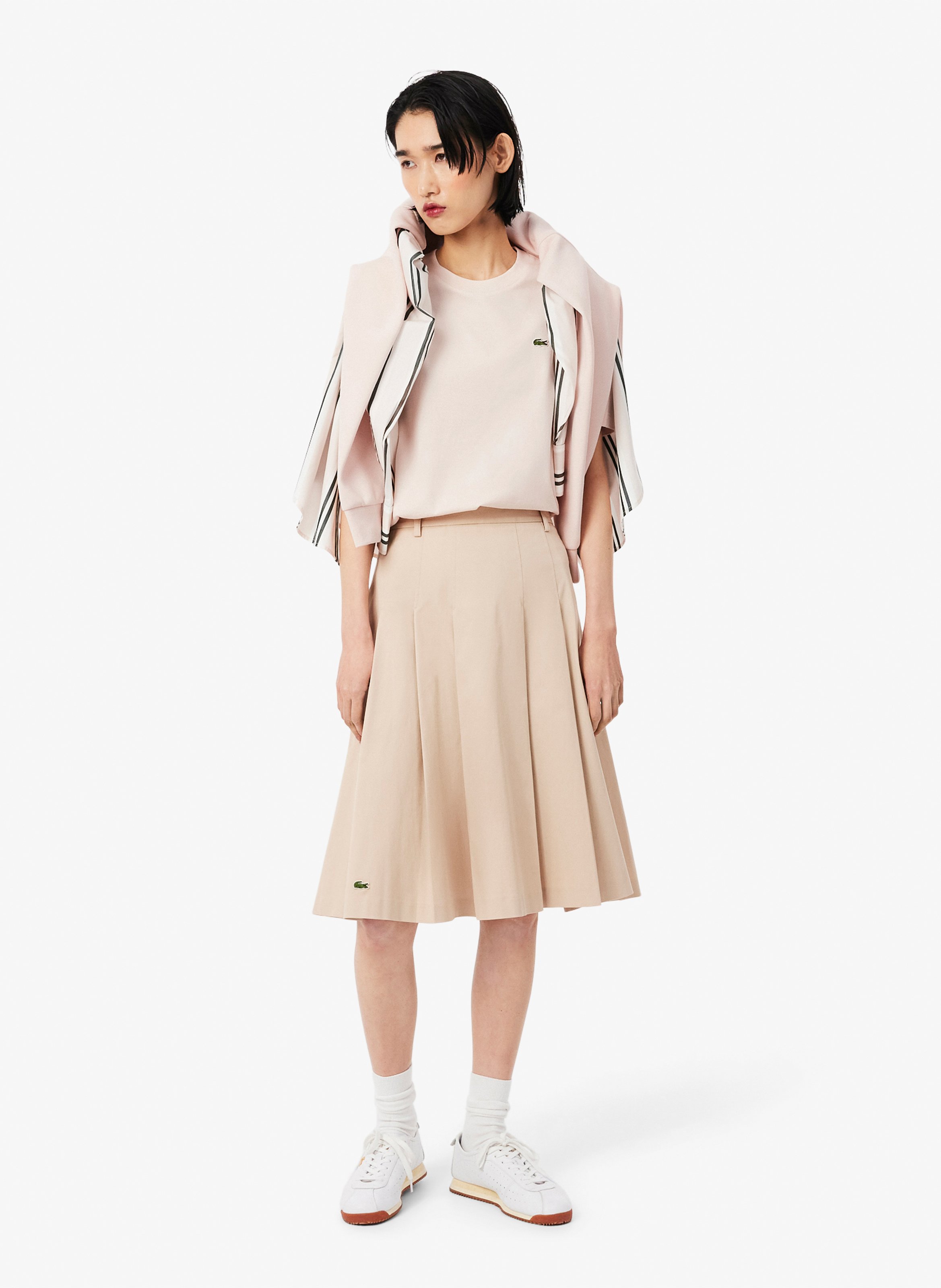 Tee-shirt manches courtes en coton LACOSTE Rose