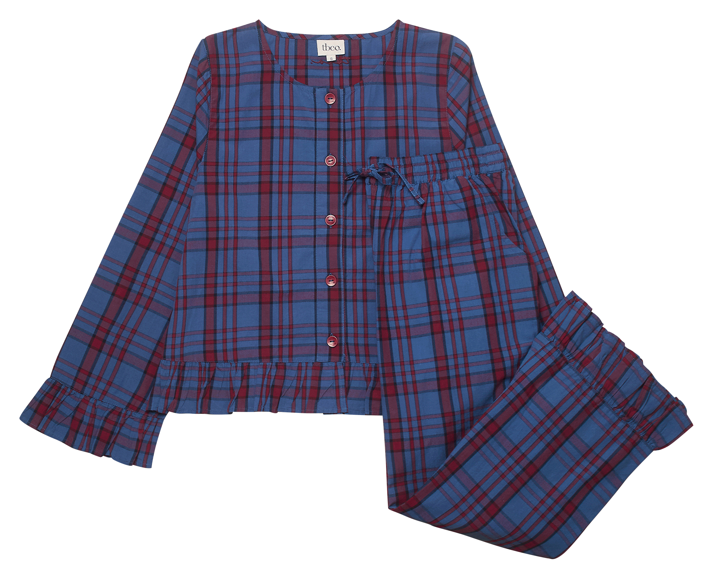 Pyjamamuster in Karo aus Baumwolle TBCO Blau