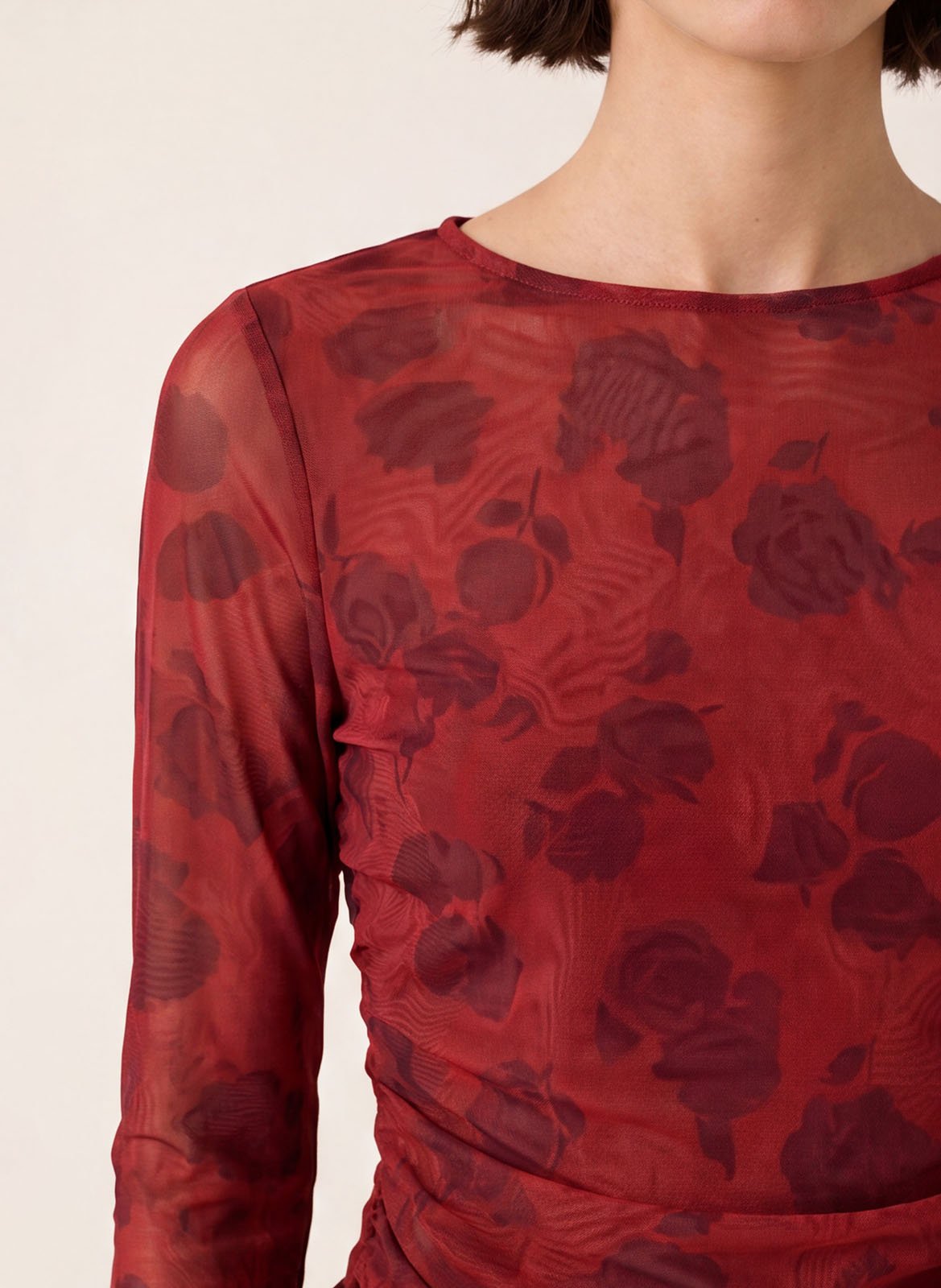 Top manches longues à imprimé floral KOOKAI Rouge