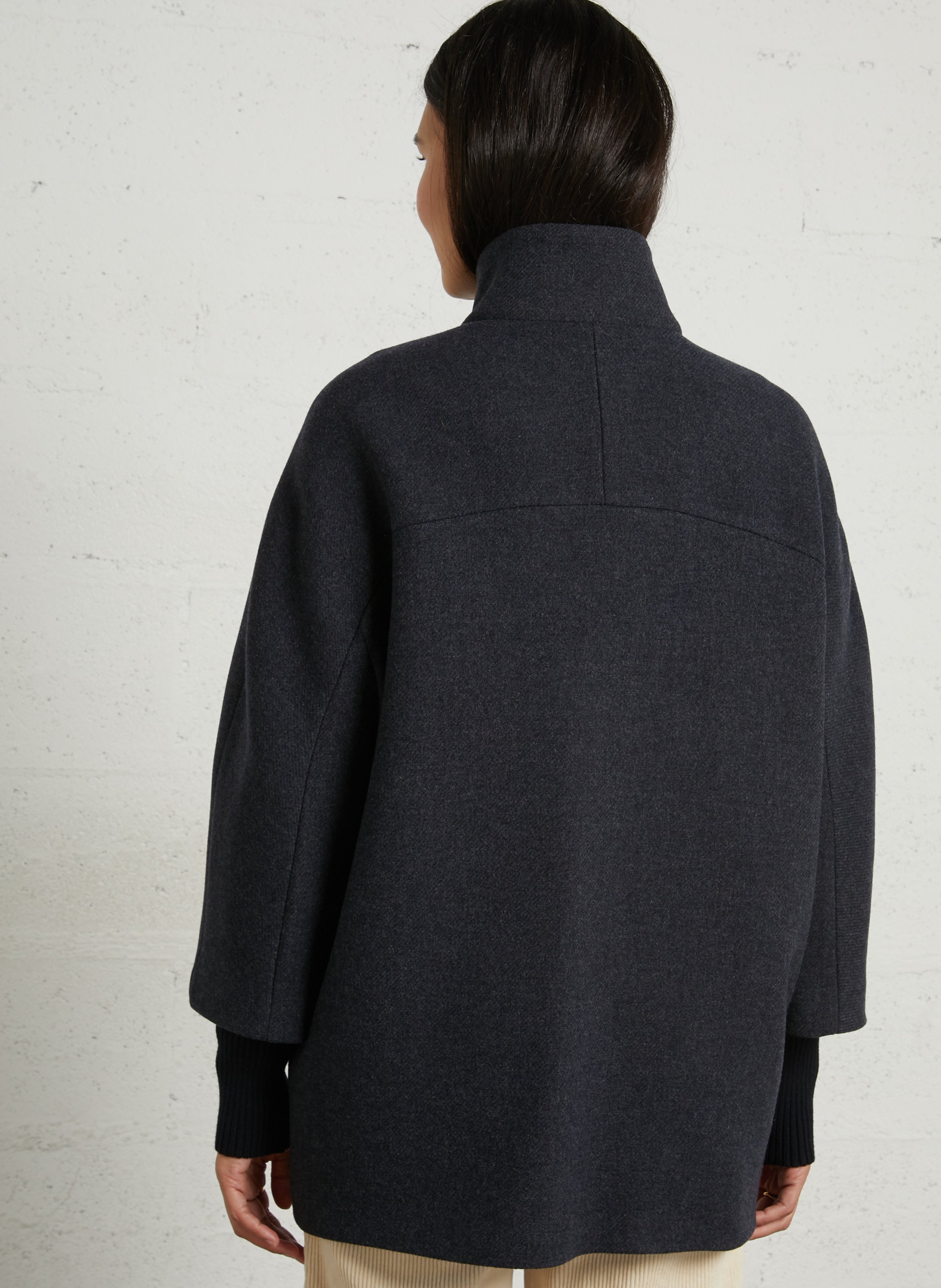 Oversized getailleerde wollen jas met kraag MAISON 123 Grijs