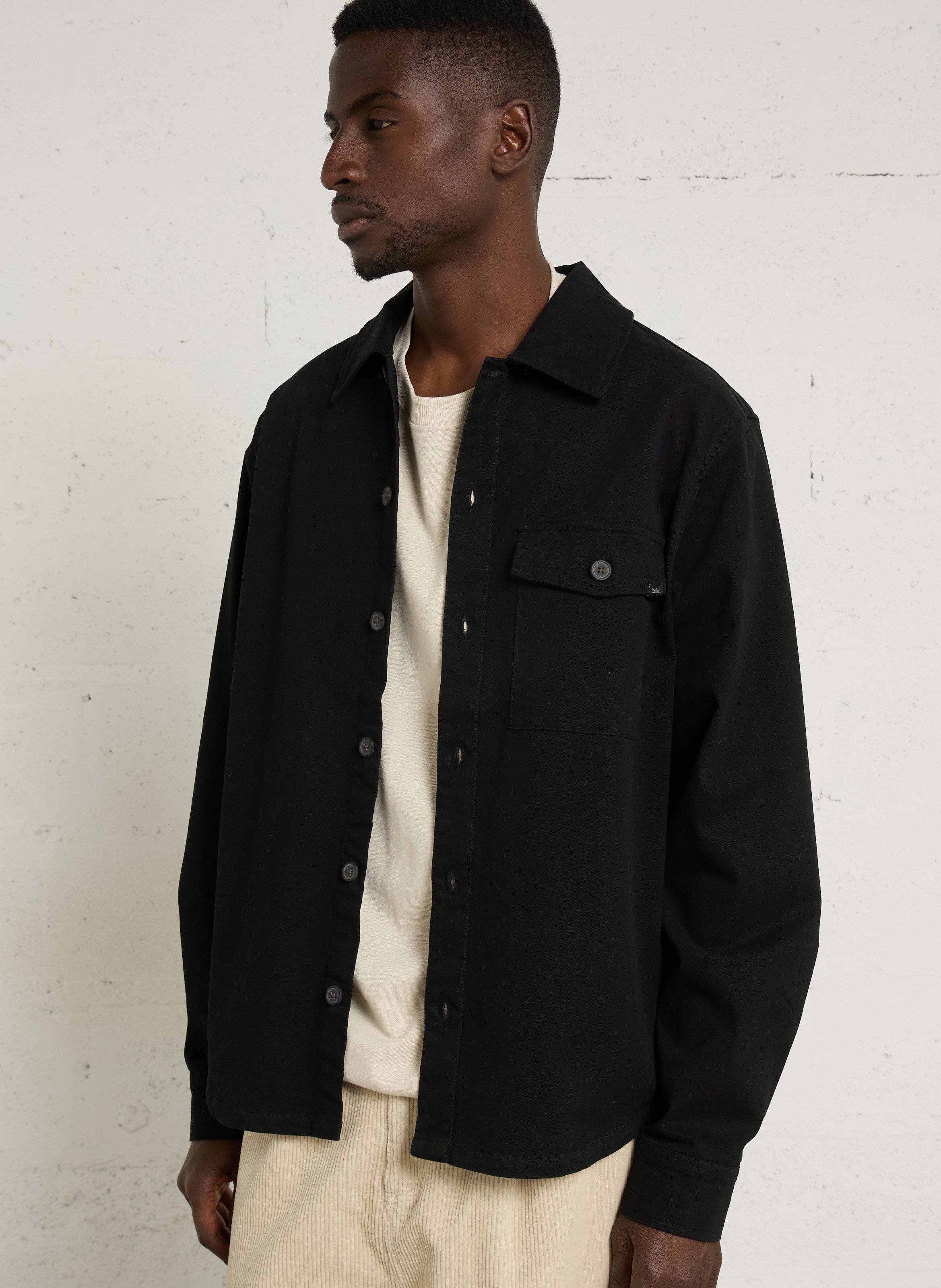 Chemise oversize en coton mélangé SOLID Noir