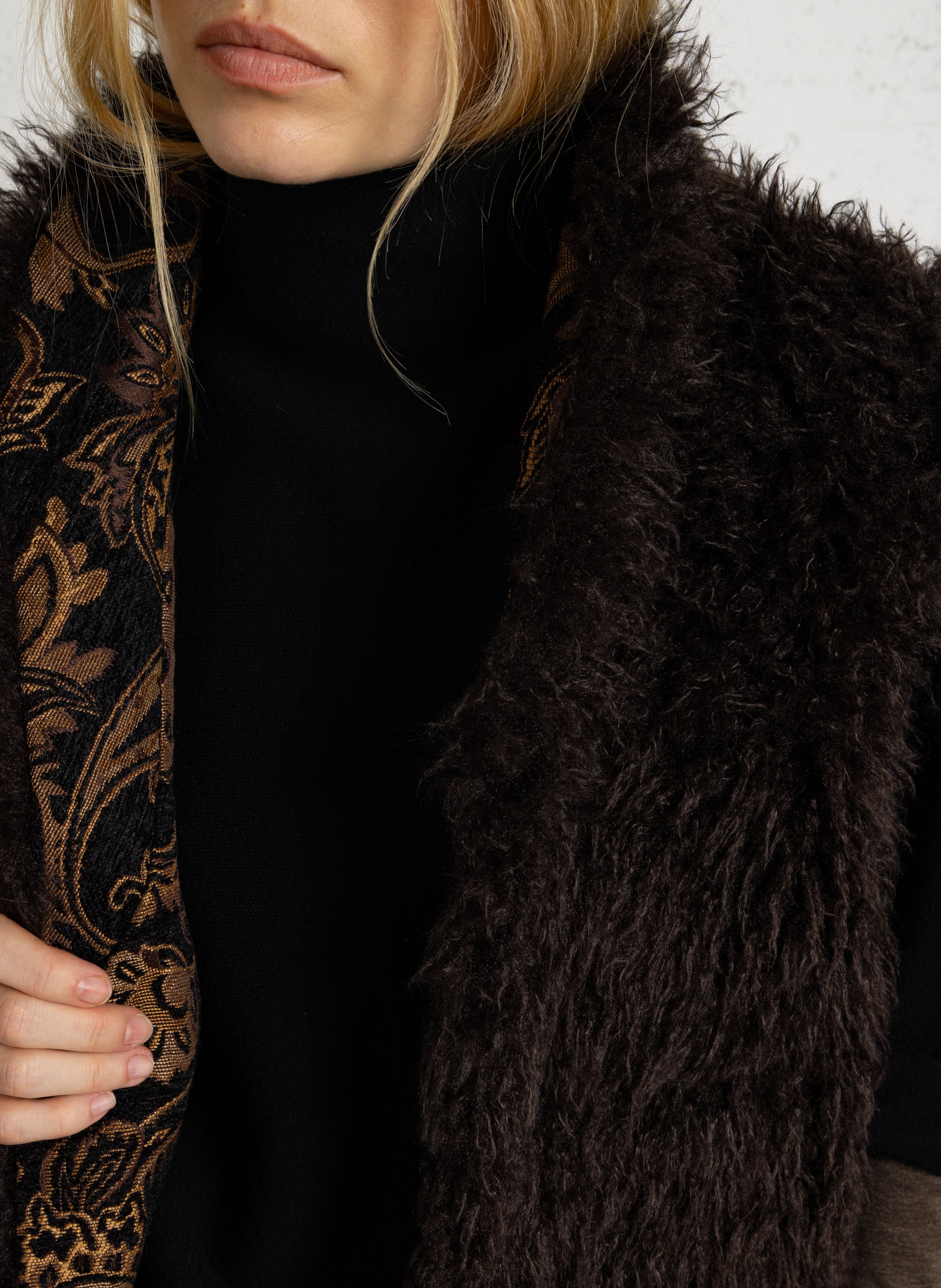 Straight sleeveless fur-effect jacket LA PETITE ETOILE Blue