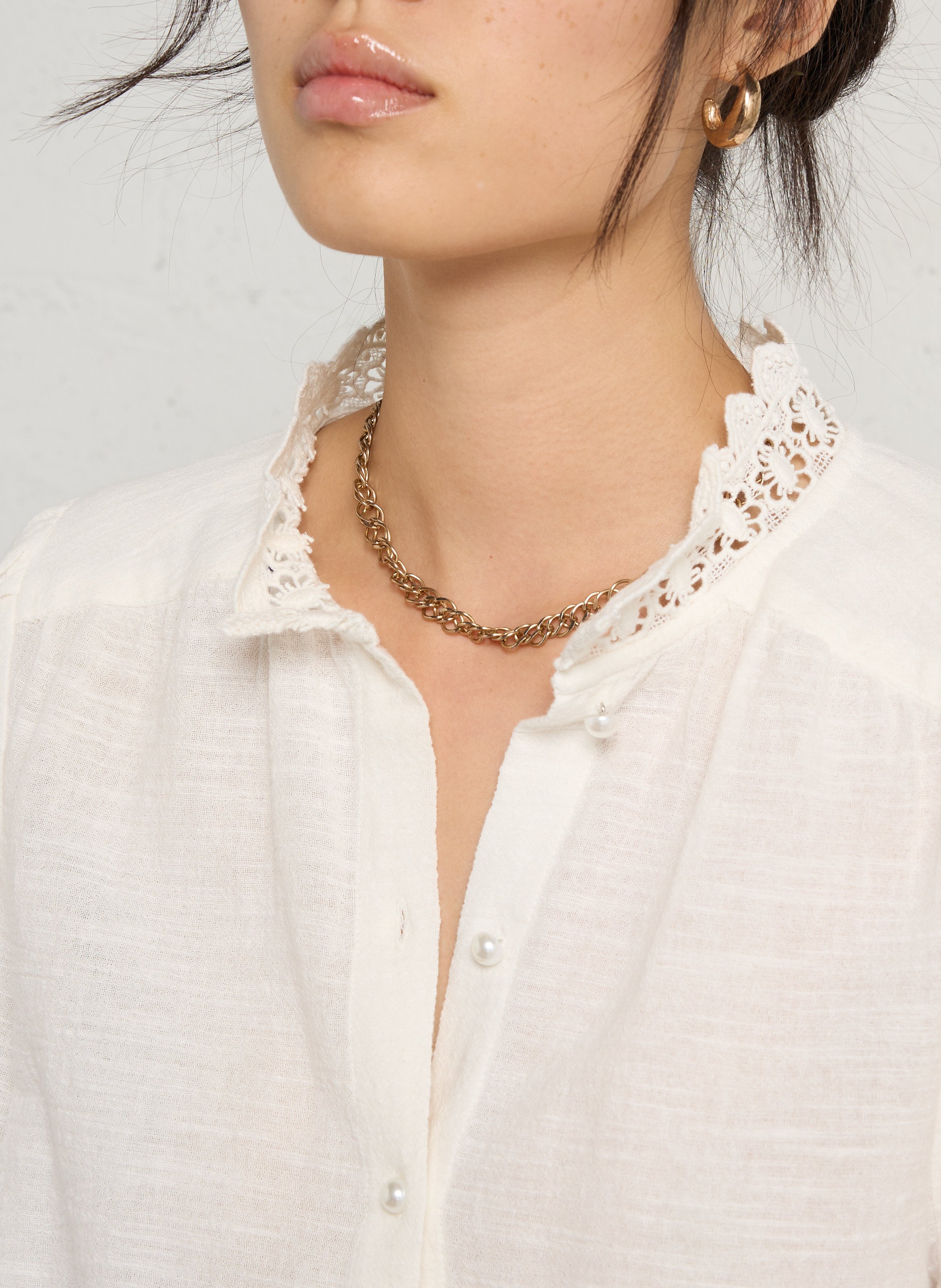 Chemise droite en coton MAISON 123 Beige