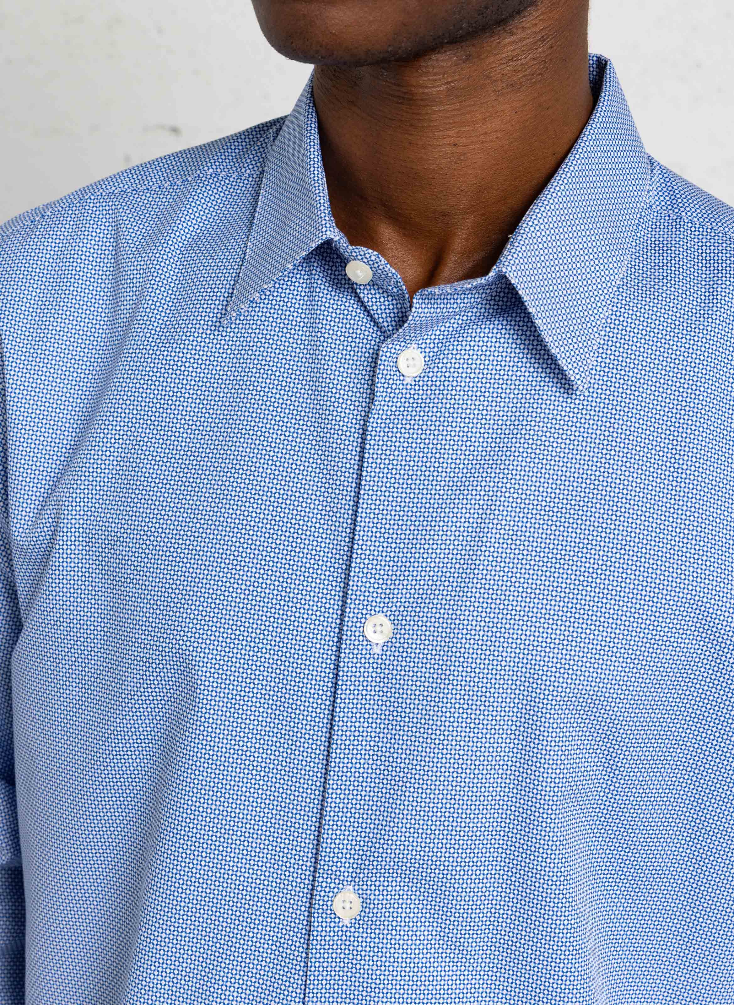 Chemise col classique en coton AU PRINTEMPS PARIS Bleu