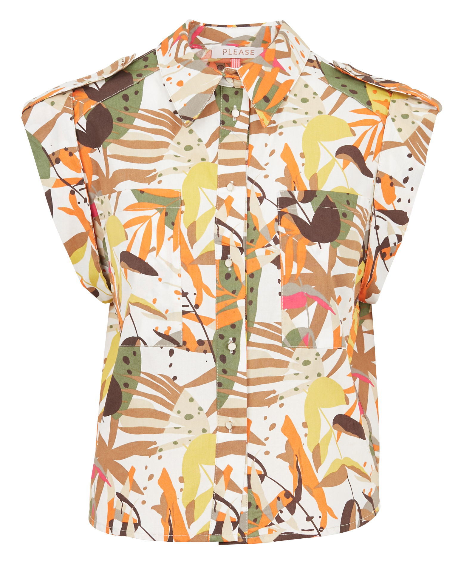 Chemise col classique ample en coton PLEASE Kaki