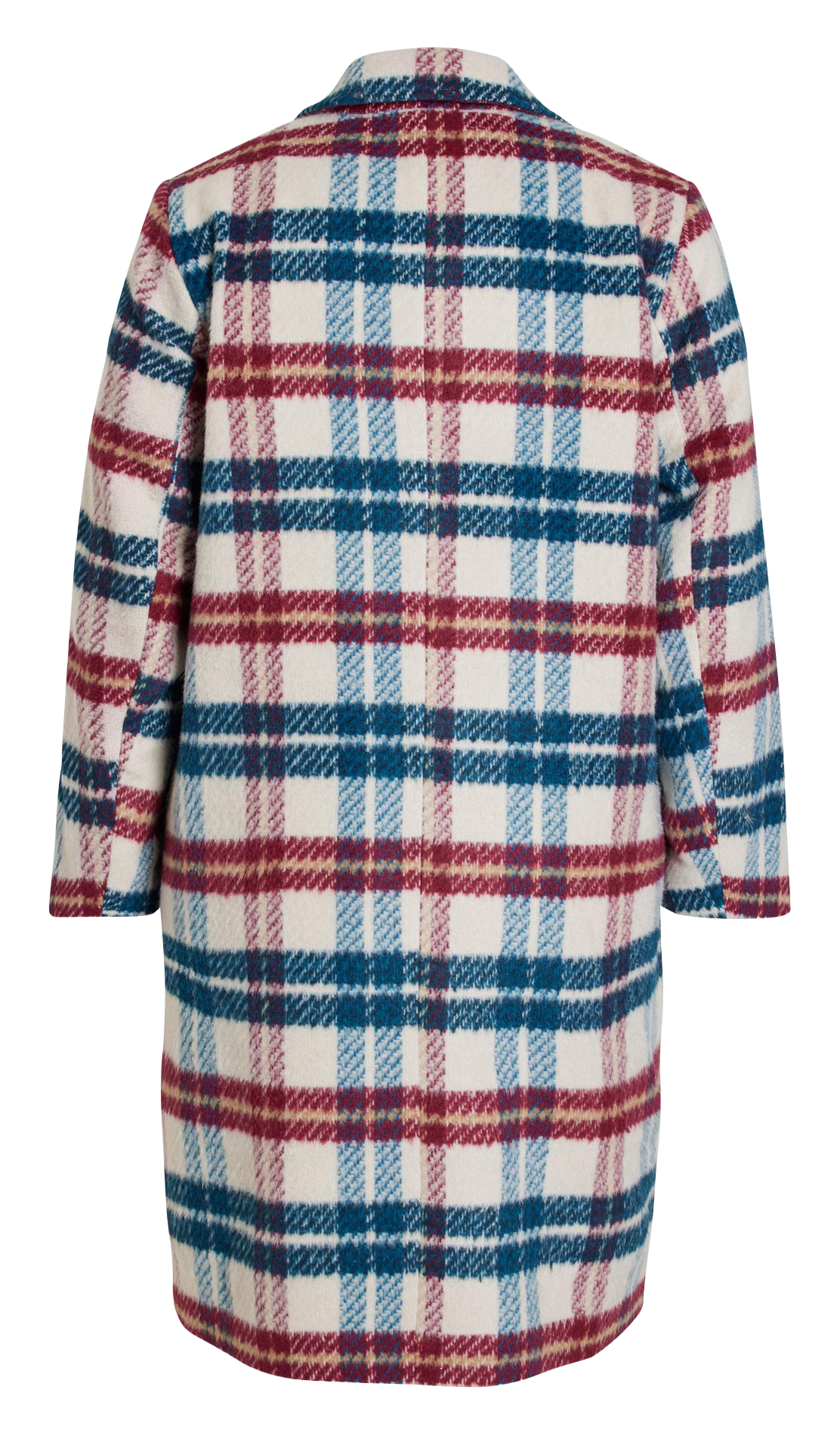 Manteau col tailleur à carreaux  EVOKED Blanc