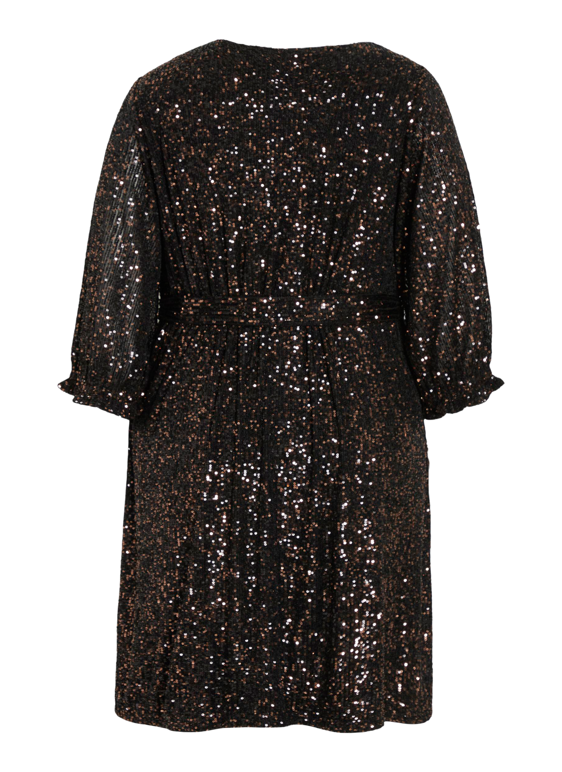 Short sequined round-neck dress EVOKED Black