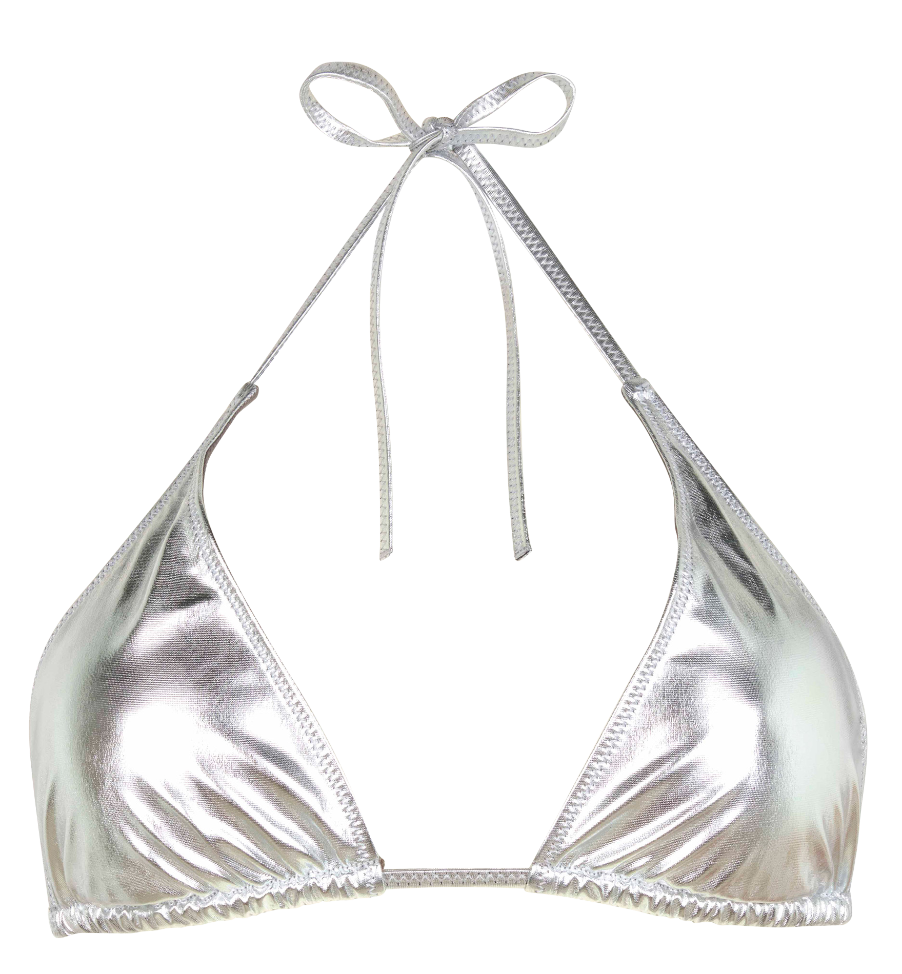Metallic triangle bikini top LOVE STORIES Silver