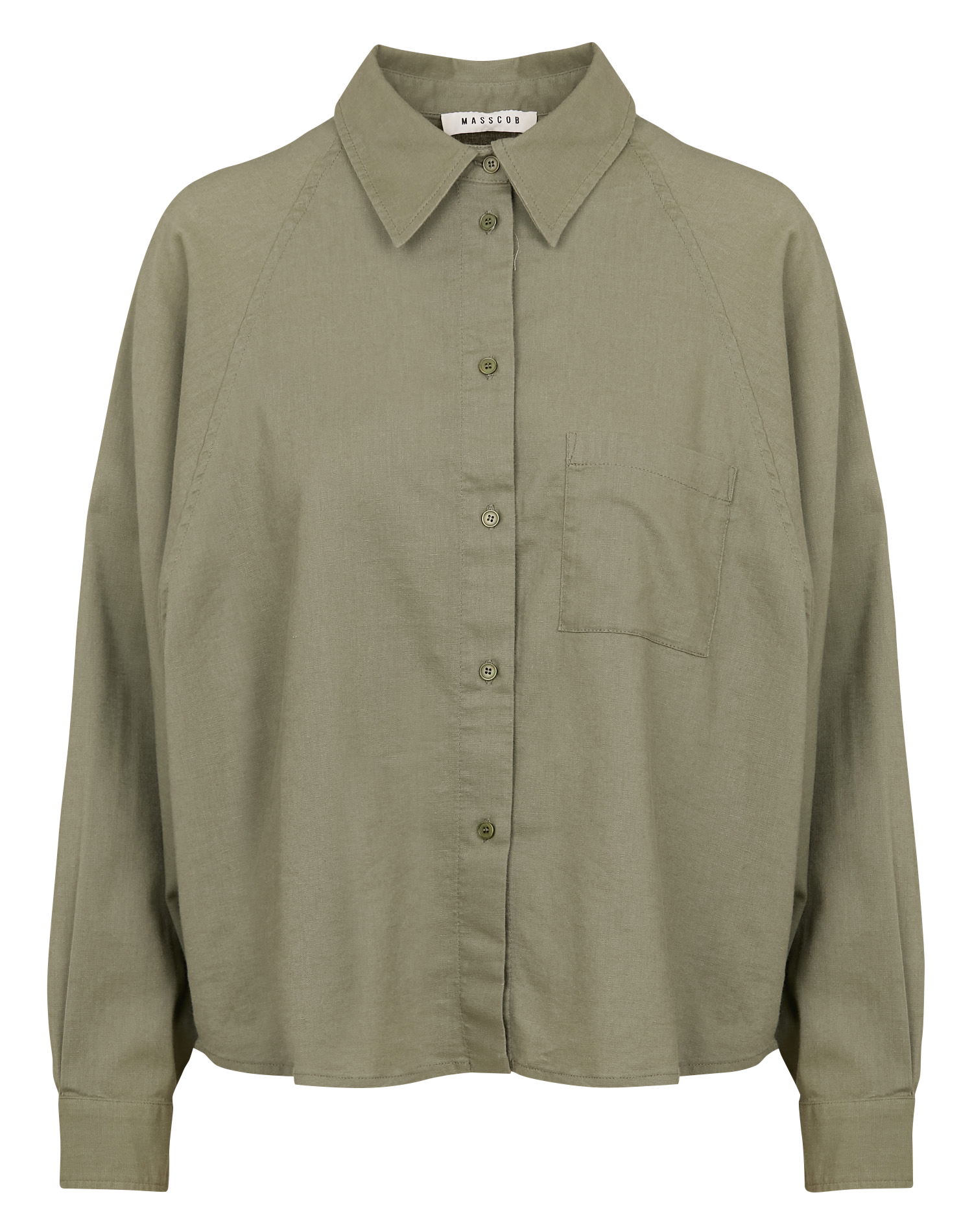 Chemise ample col classique en lin mélangé MASSCOB Kaki