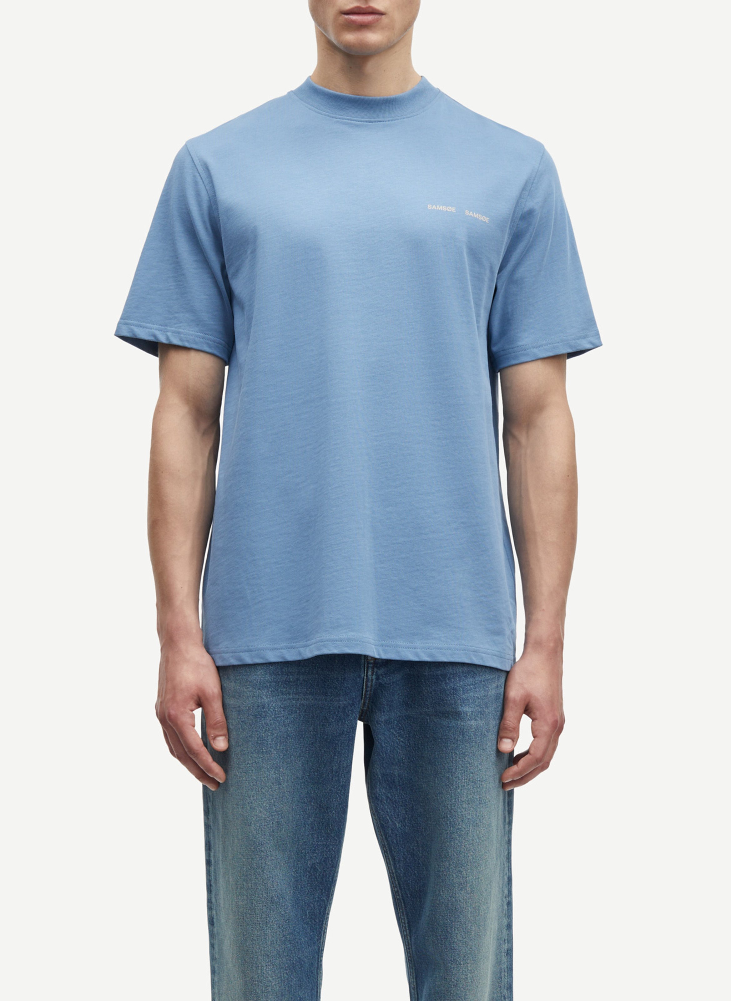 Regular-fit T-shirt van biokatoen met opstaande kraag SAMSOE SAMSOE Blauw