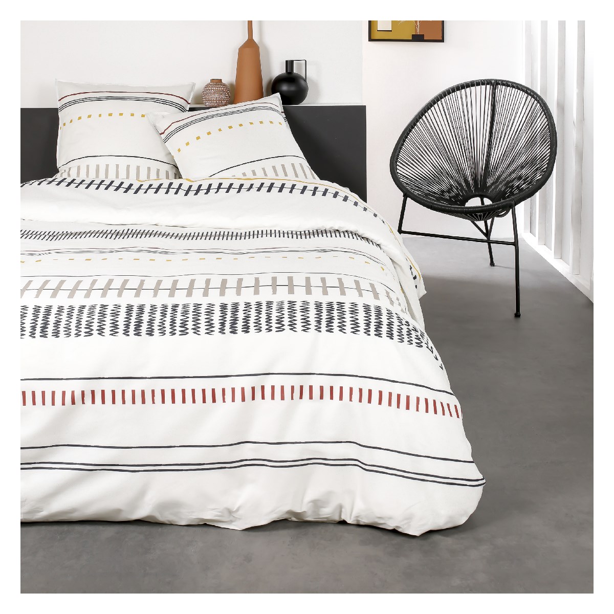 Printed cotton bedding set TODAY LINGE DE MAISON White