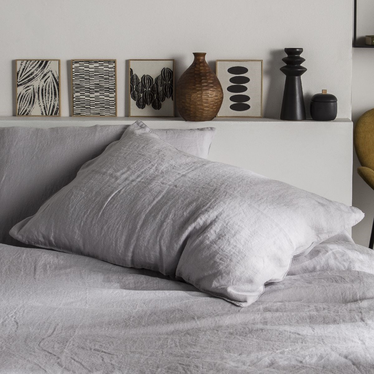 Solid washed linen pillowcase TODAY LINGE DE MAISON Grey
