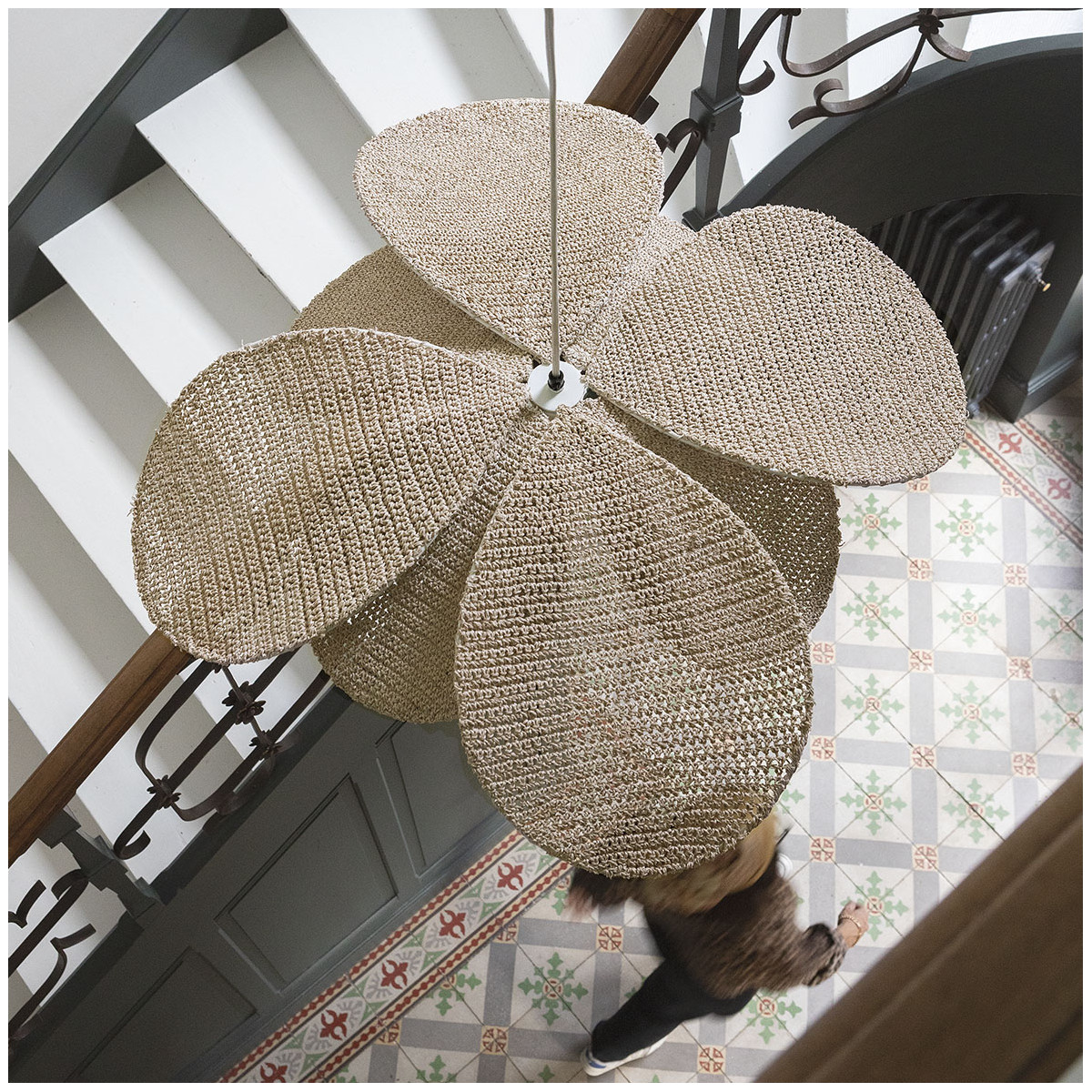 Woven raffia ceiling light BLANC D'IVOIRE Beige