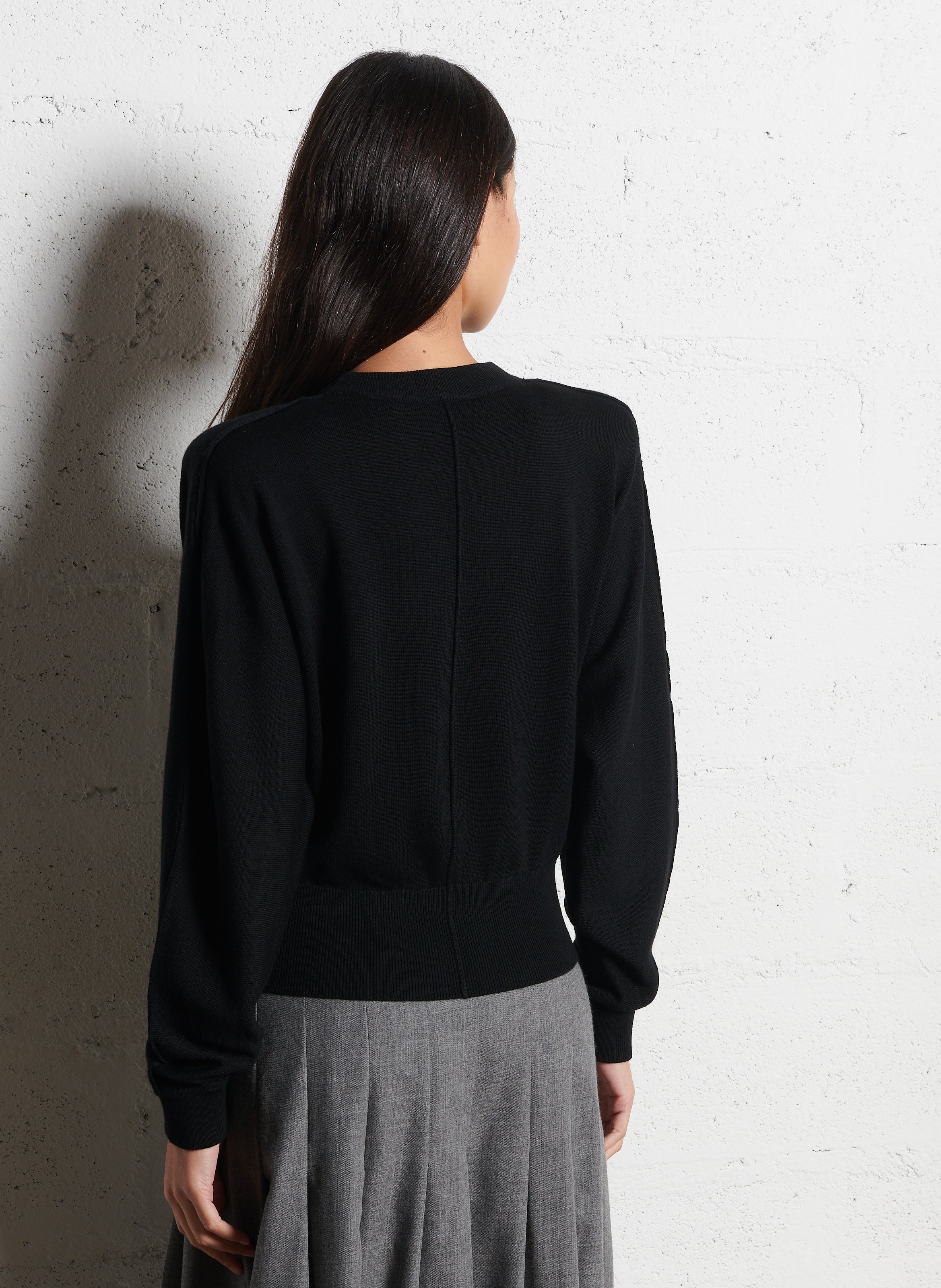 Pull oversize col rond en laine LAURENCE BRAS Noir