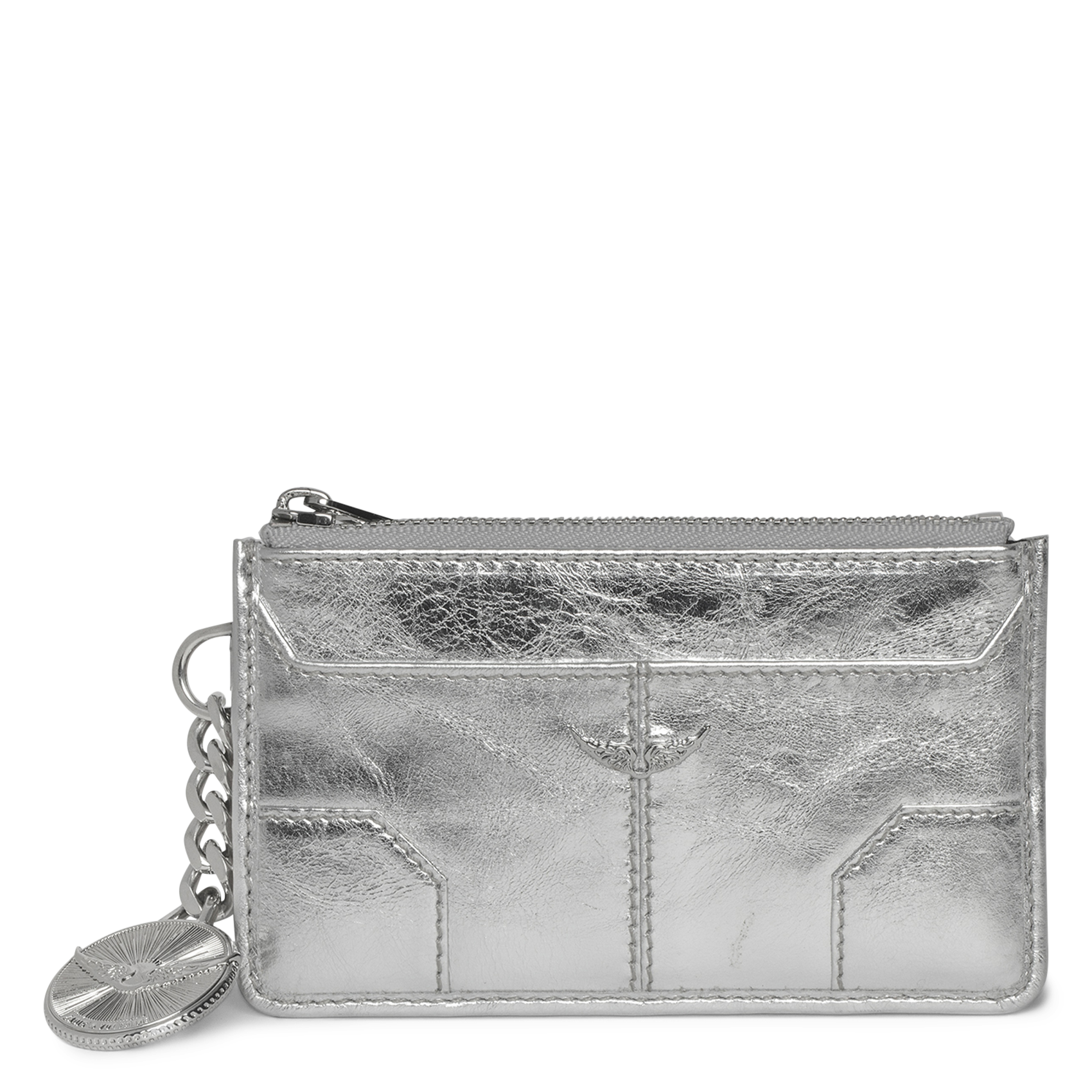 Porte-cartes en cuir métallisé ZADIG&VOLTAIRE Gris