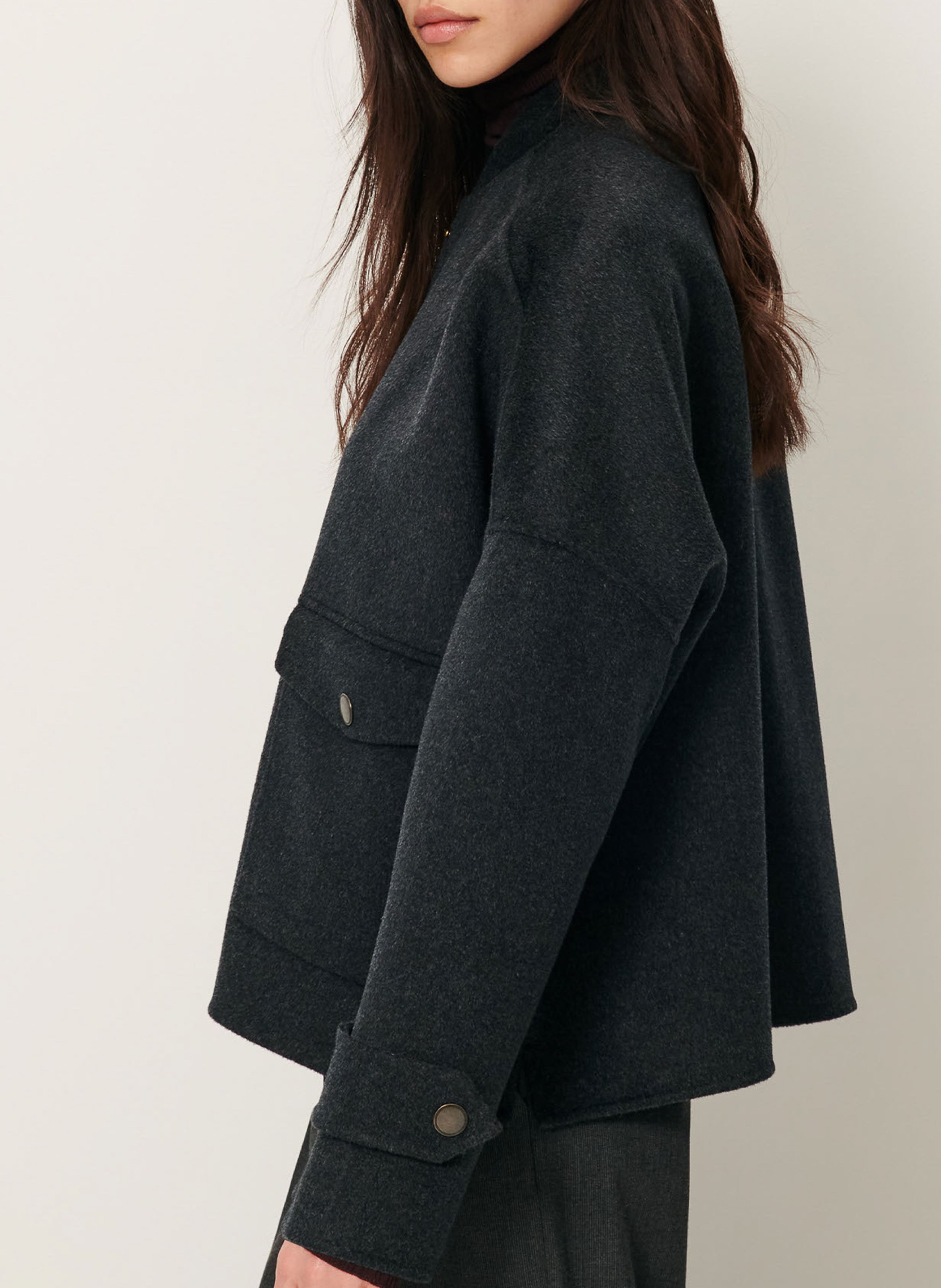 Teddy-style wool blend jacket SESSUN Grey