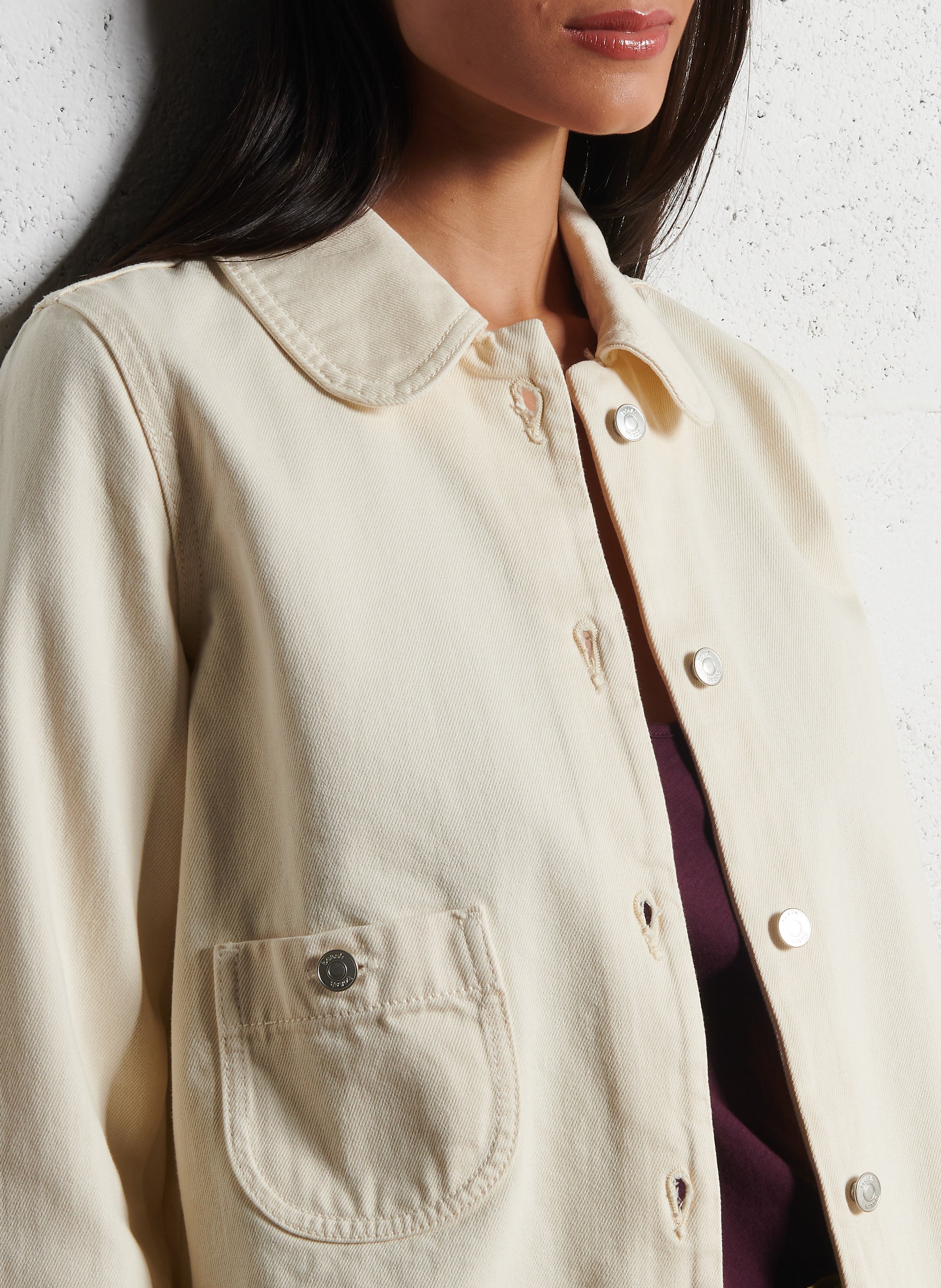 Veste droite courte boutonnée en coton BA&SH Beige