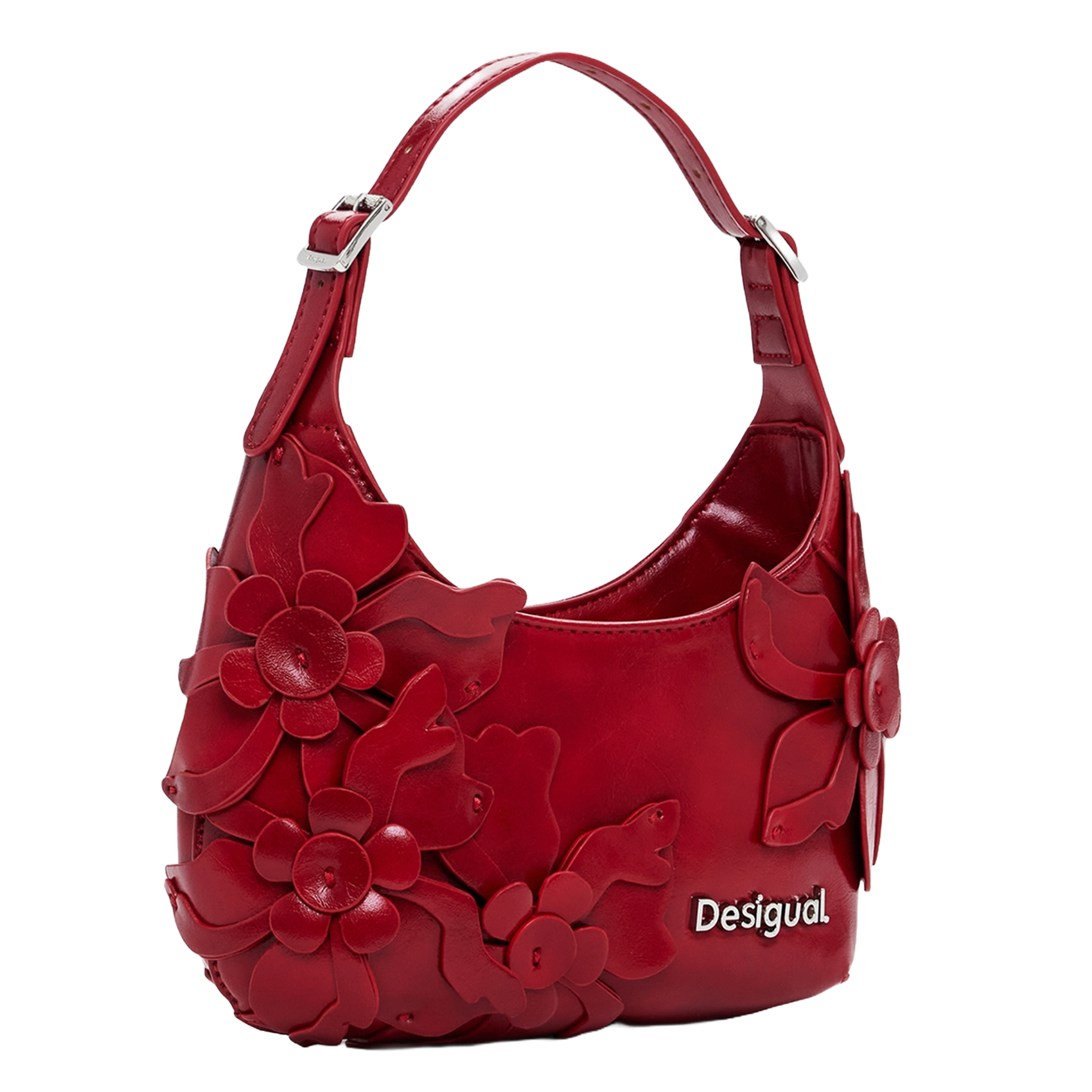 Sac épaule effet cuir à fleurs DESIGUAL Rouge