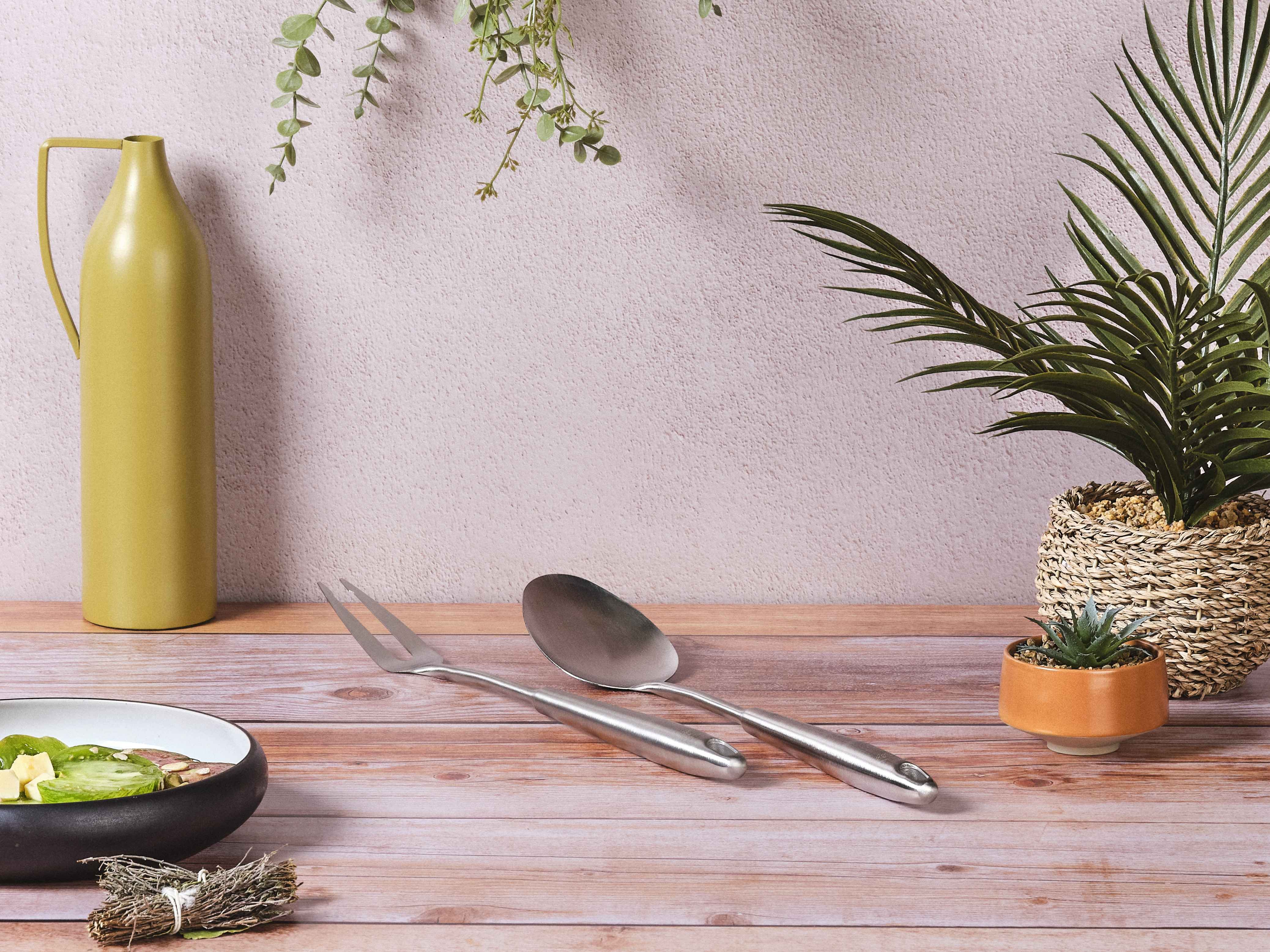 Stainless steel salad and barbecue utensils BJORN Grey