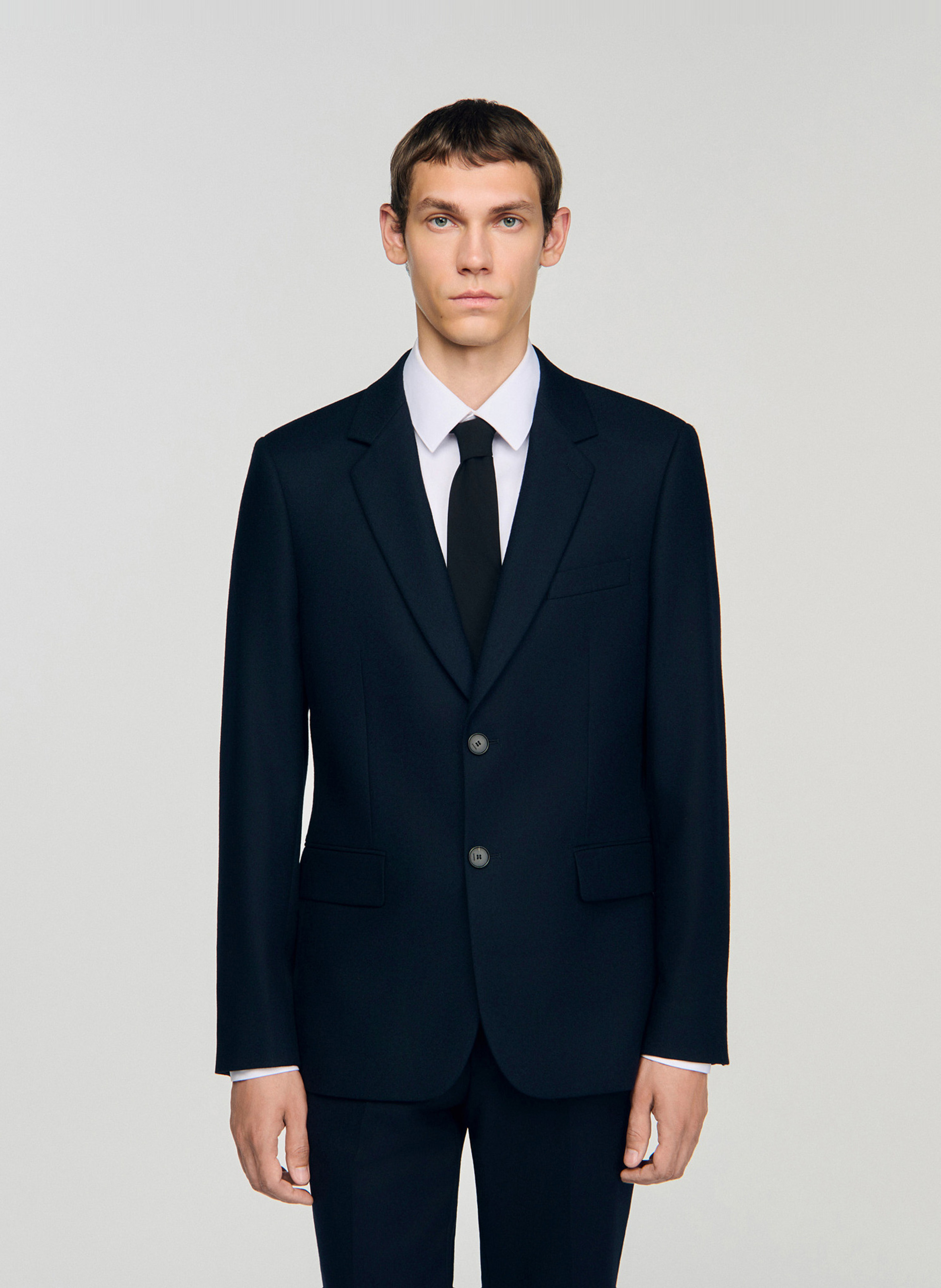 Aansluitende wollen jas SANDRO Blauw