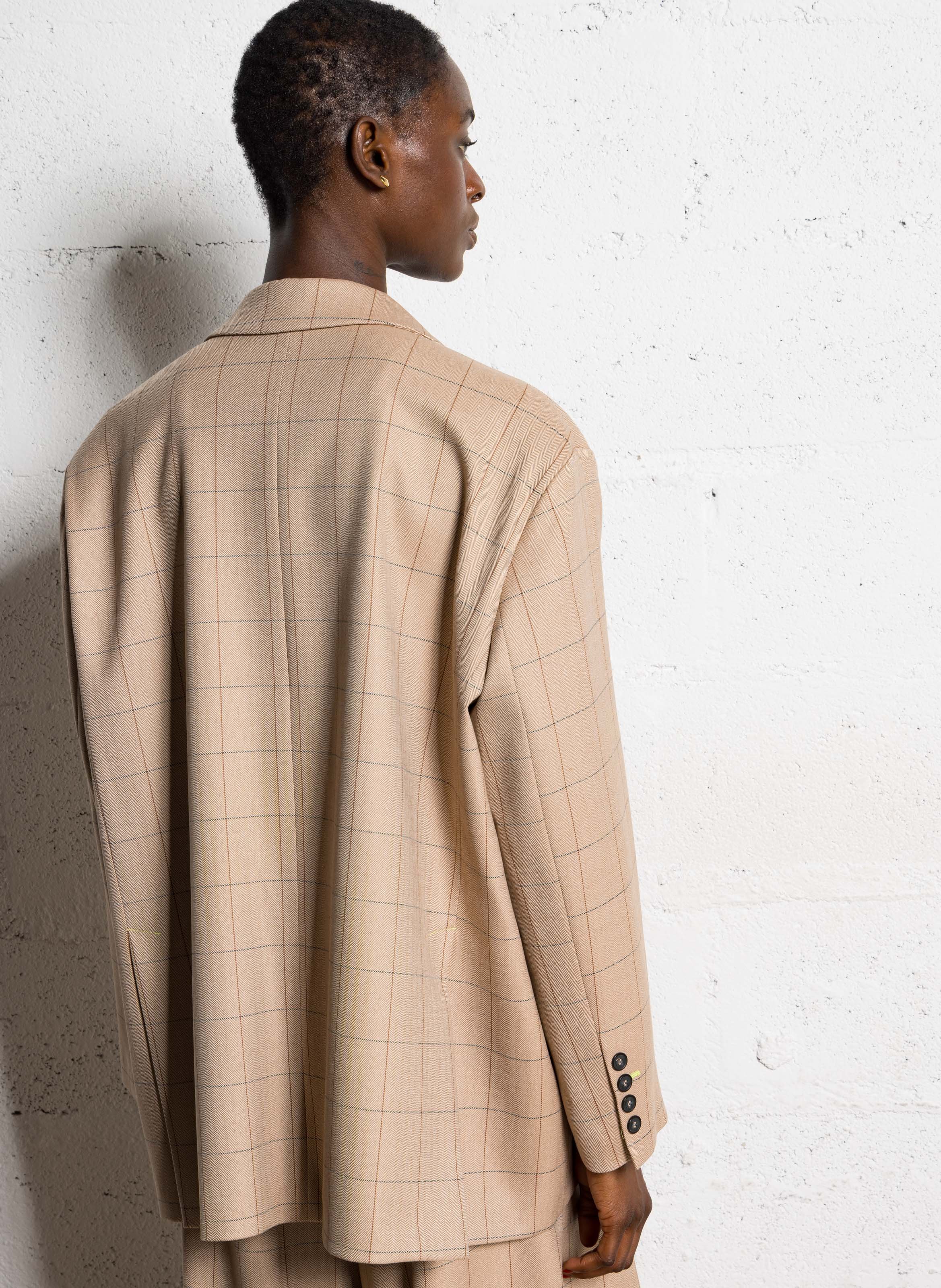 Veste oversize col tailleur à carreaux IMPERIAL Marron