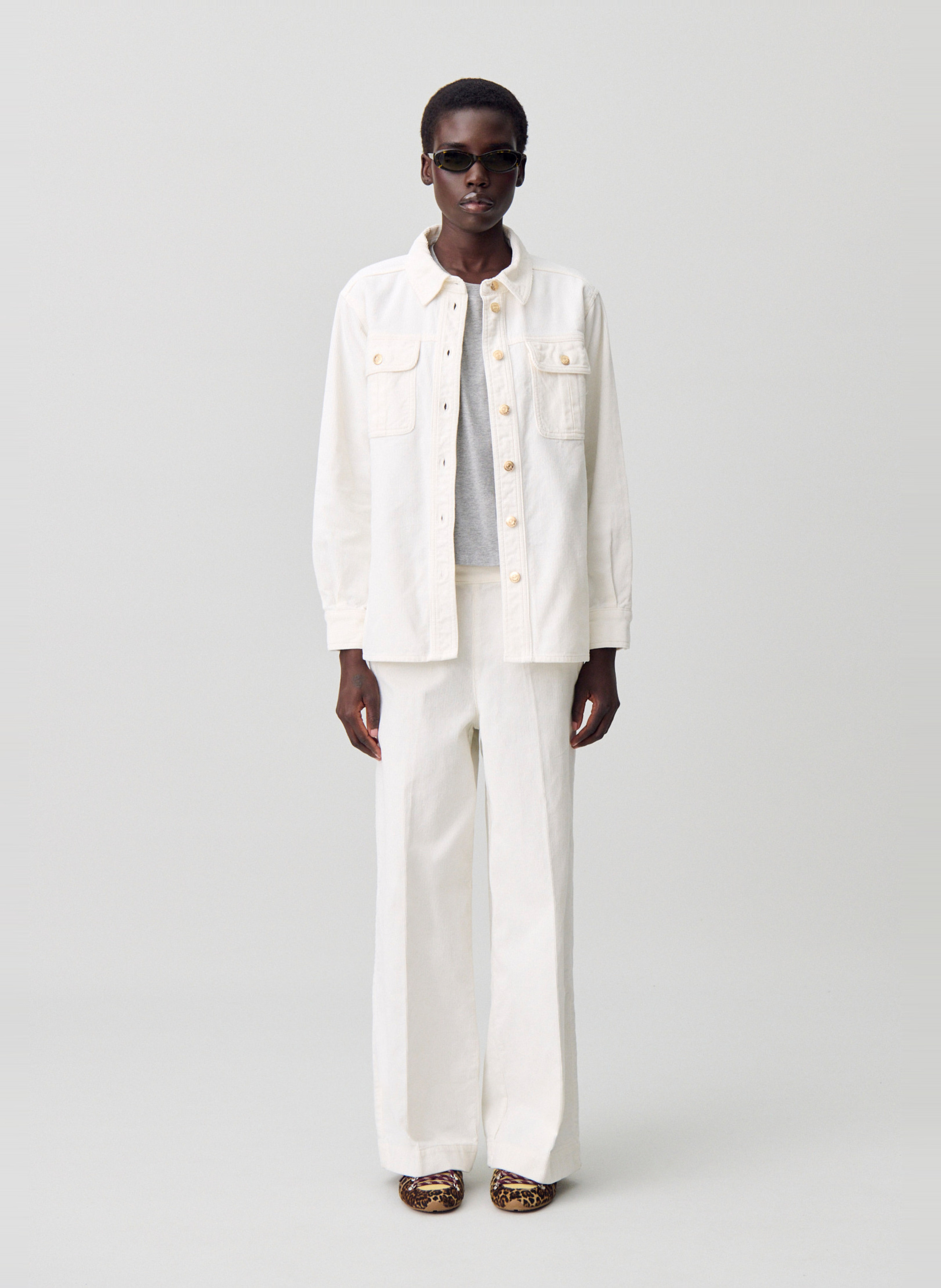 Oversized plain cotton shirt CLAUDIE PIERLOT Beige