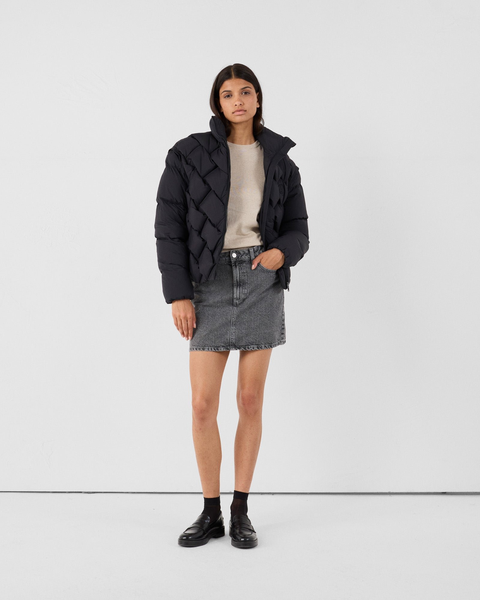 Alya quilted puffer cold weather jacket JOTT Black