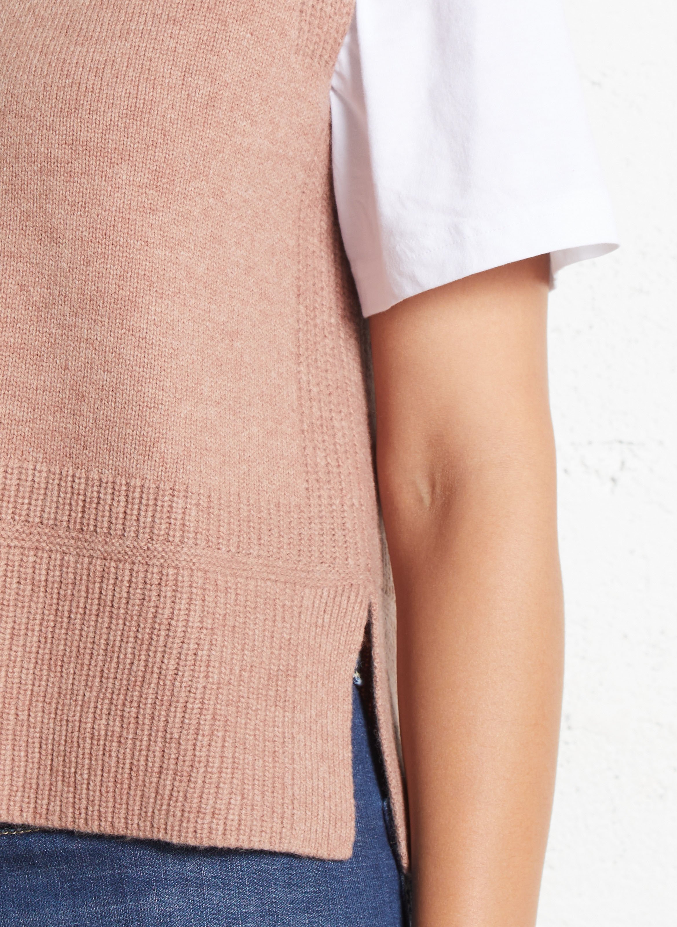 Pull sans manches uni en laine MAISON 123 Rose