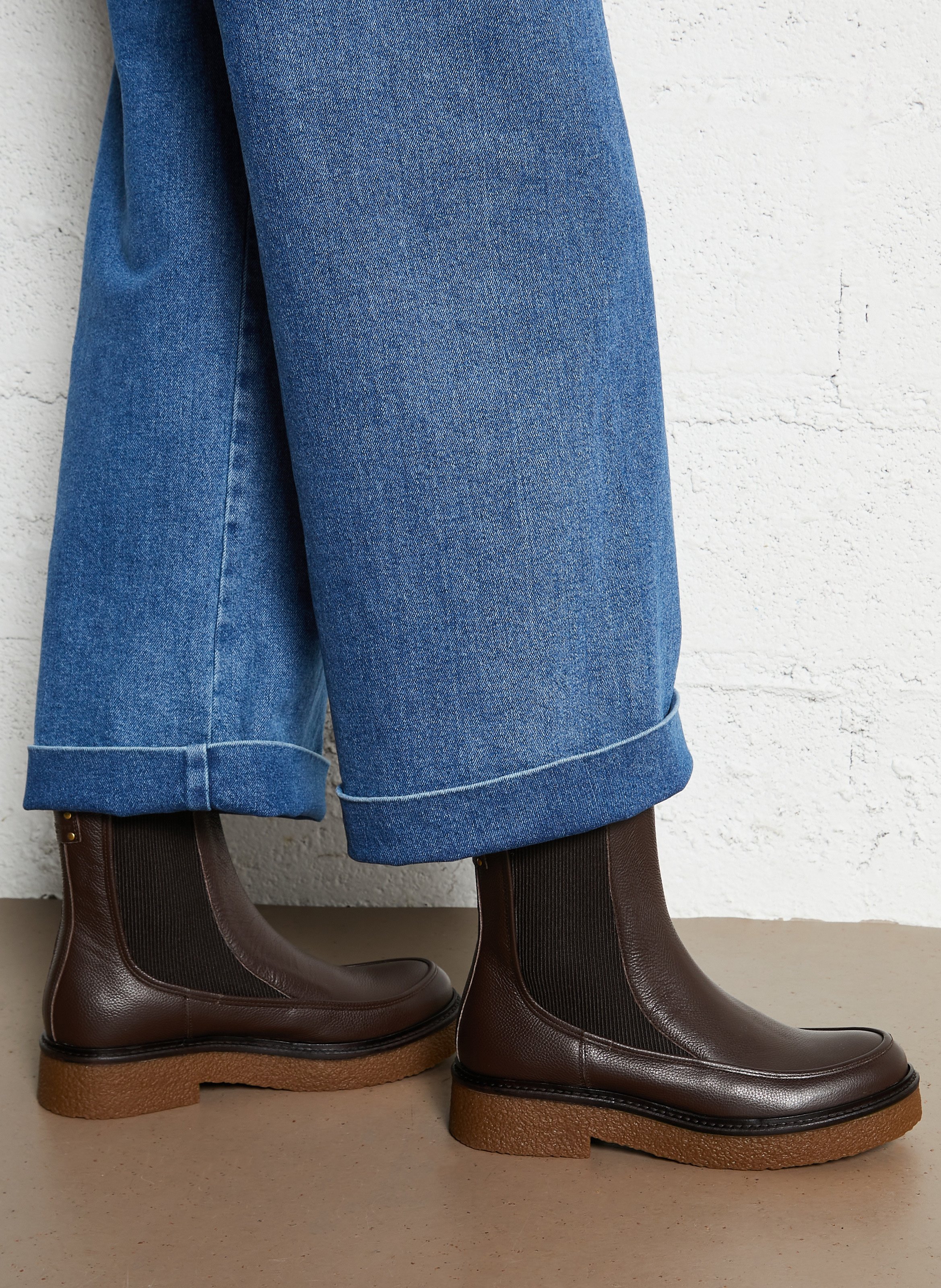 Leren enkellaarzen MAISON TOUFET Bruin