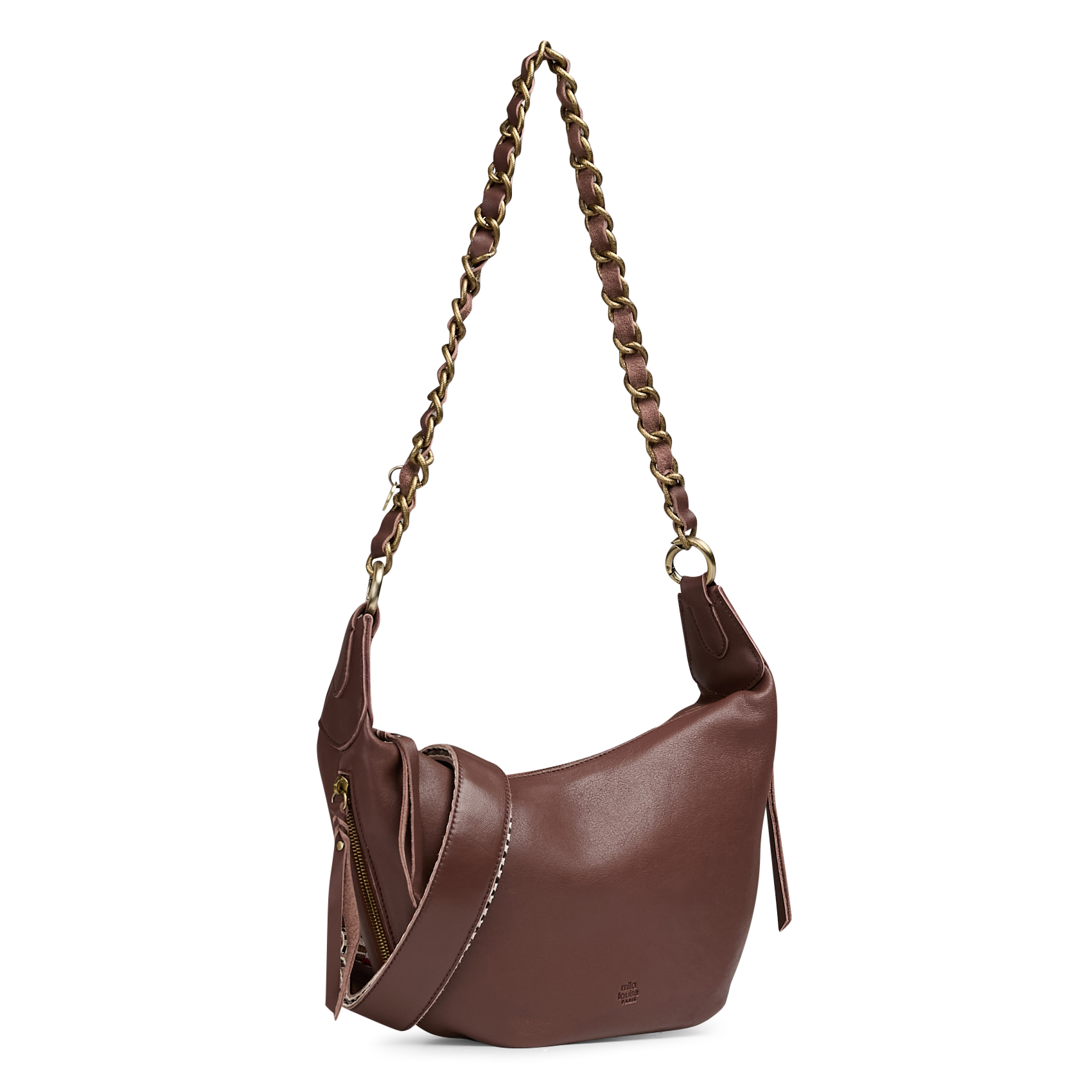 Leren clutch MILA LOUISE Bruin