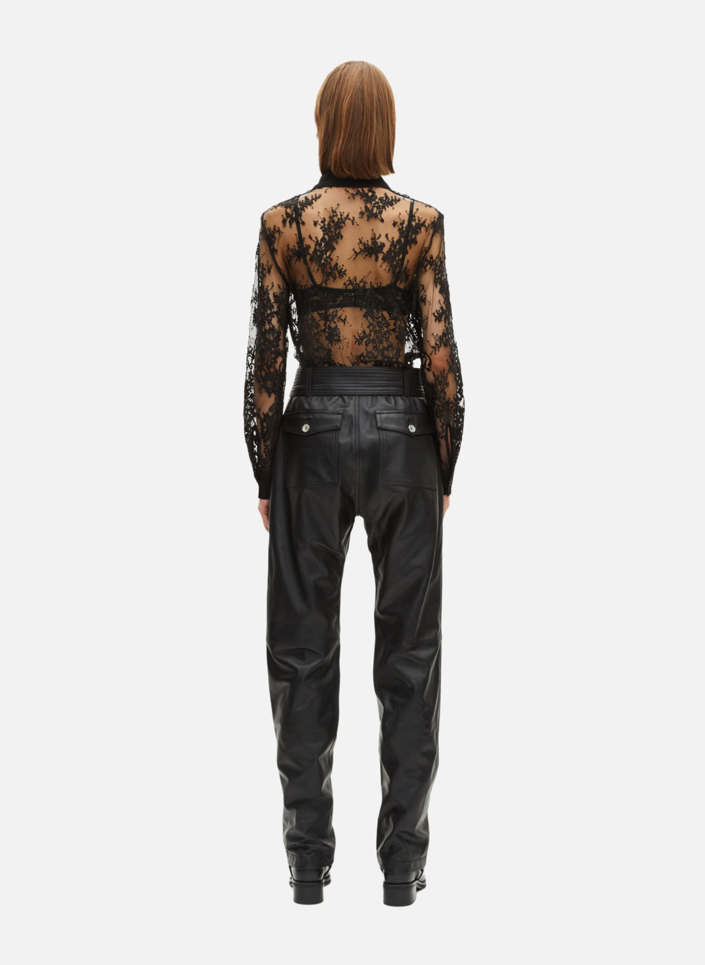 Straight leather pants THE KOOPLES Black