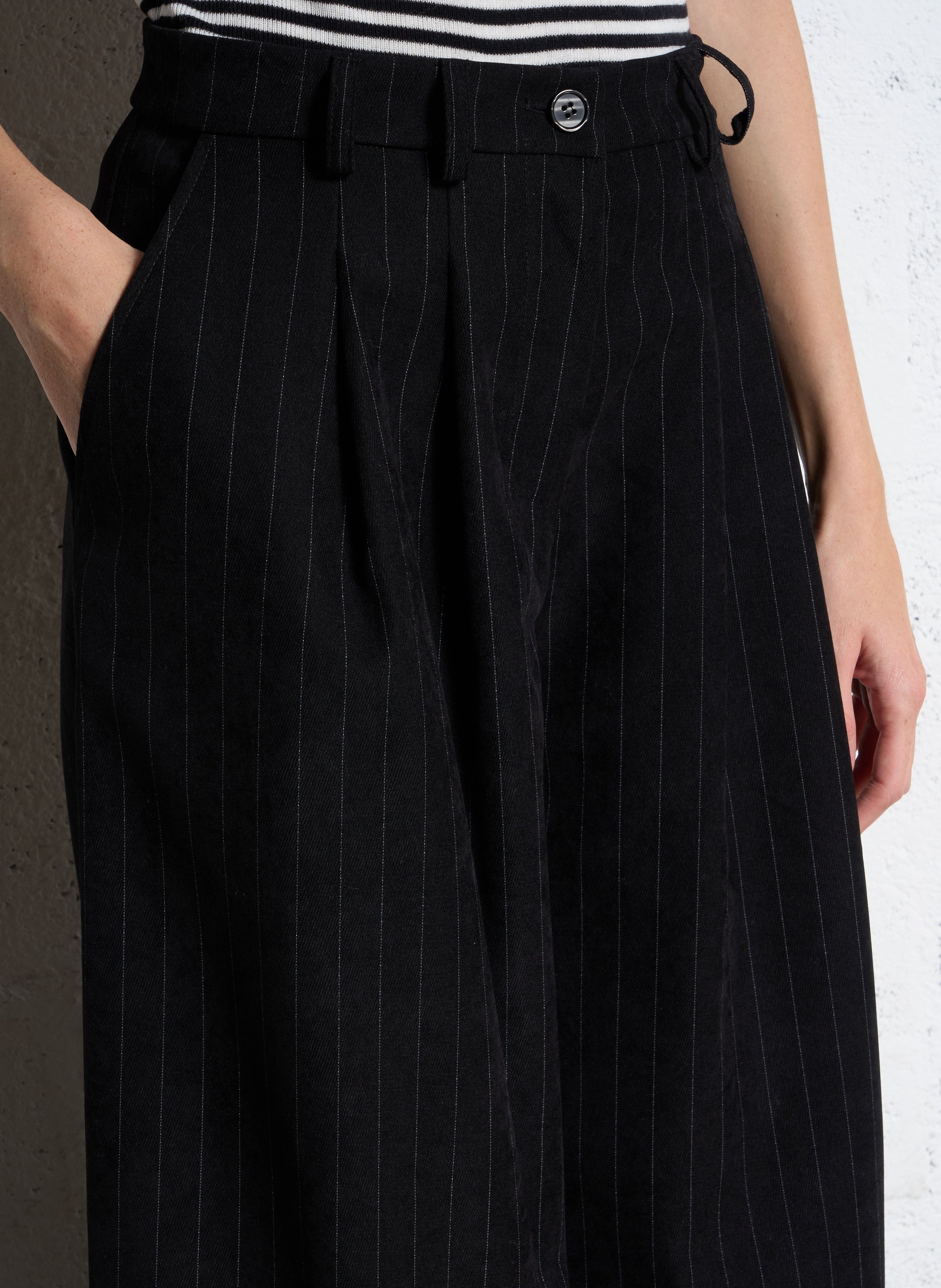 Pantalon palazzo à rayures PLEASE Noir